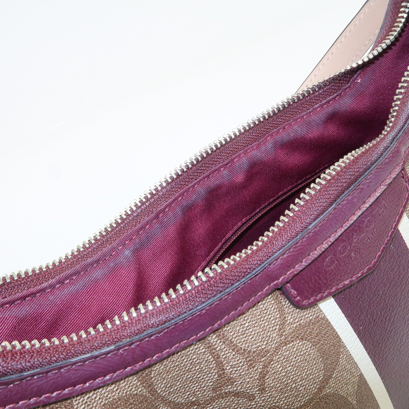 COACH Signature PVC Patent Leather 2Way Shoulder Bag Hand Bag Beige