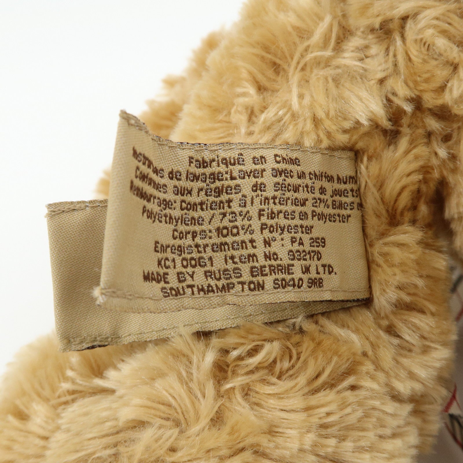 BURBERRY Nova Plaid Polyester Teddy Bear Brown