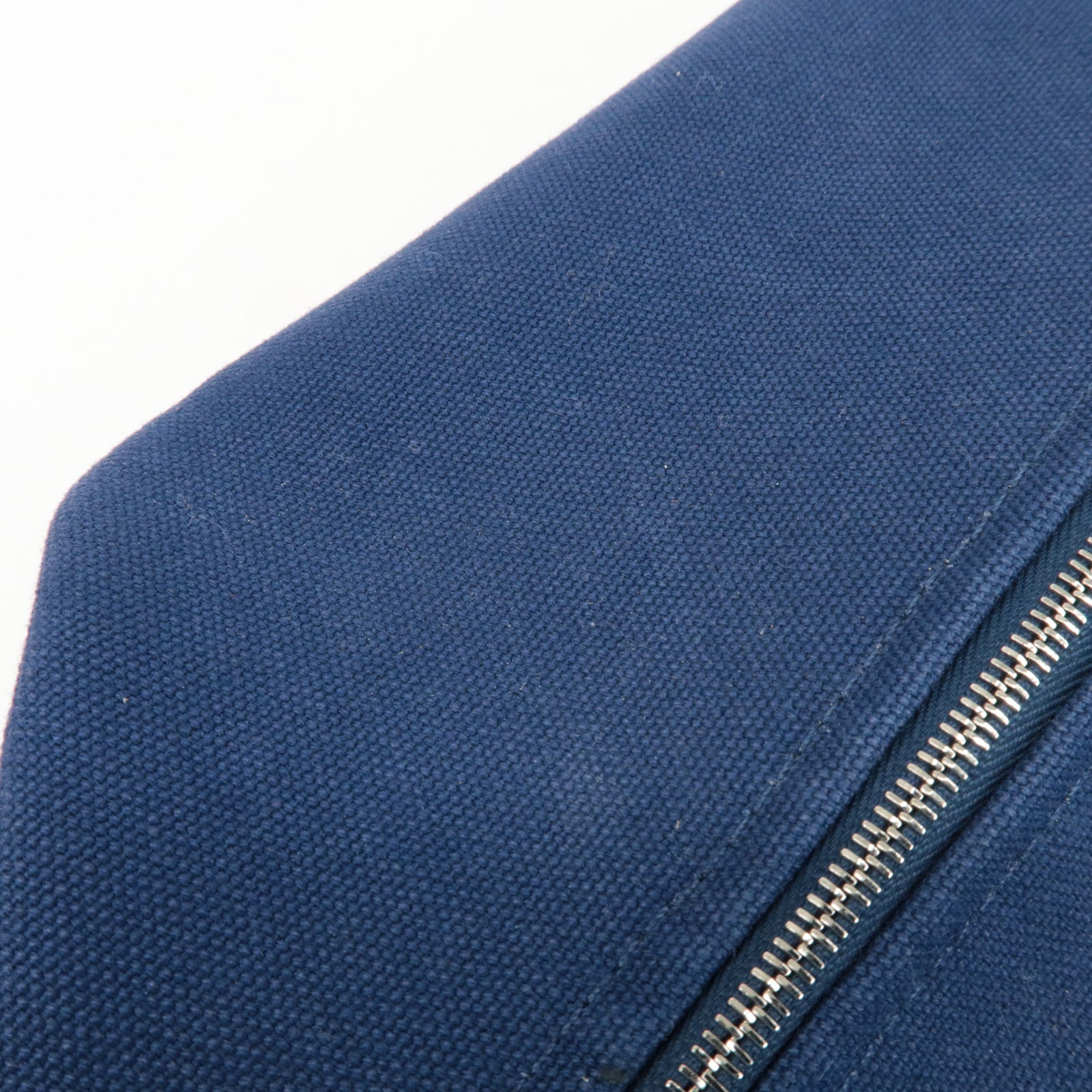 HERMES Canvas Bride A Brac GM Hand Bag Cosmetic Pouch Green Navy Used