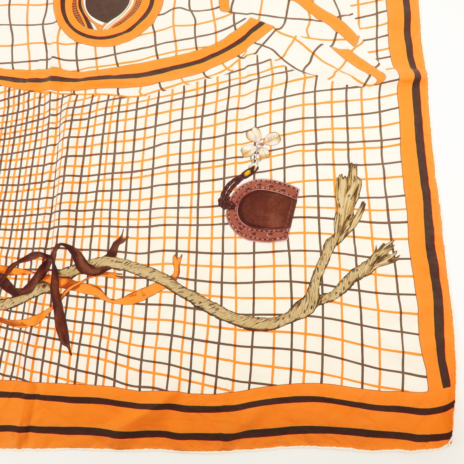 HERMES Carre 90 Silk 100% Scarf Bete de Concours Orange