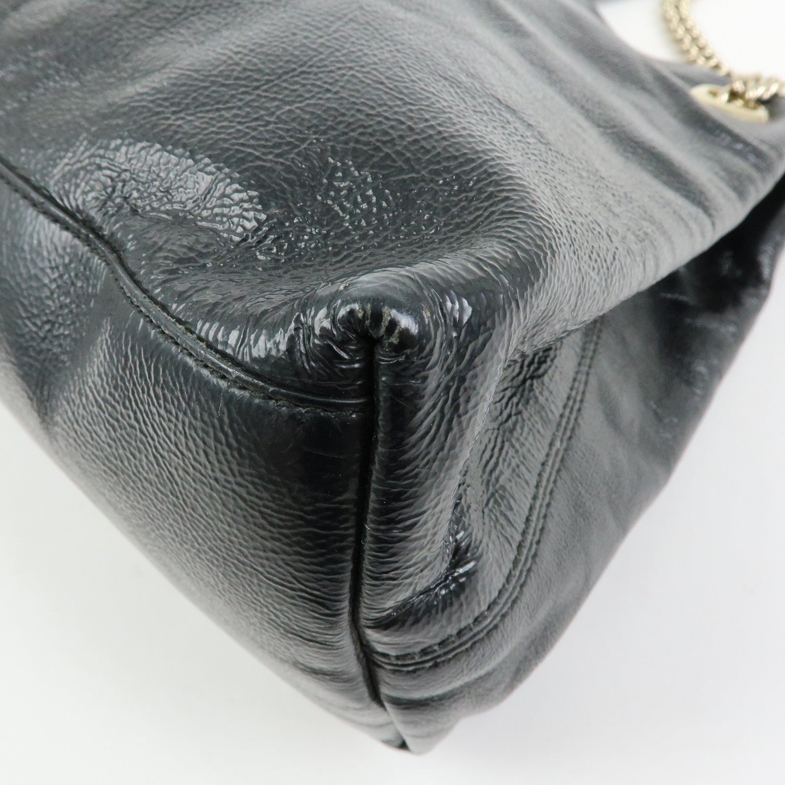 GUCCI SOHO Interlocking G Patent Leather Chain Shoulder Bag 308982
