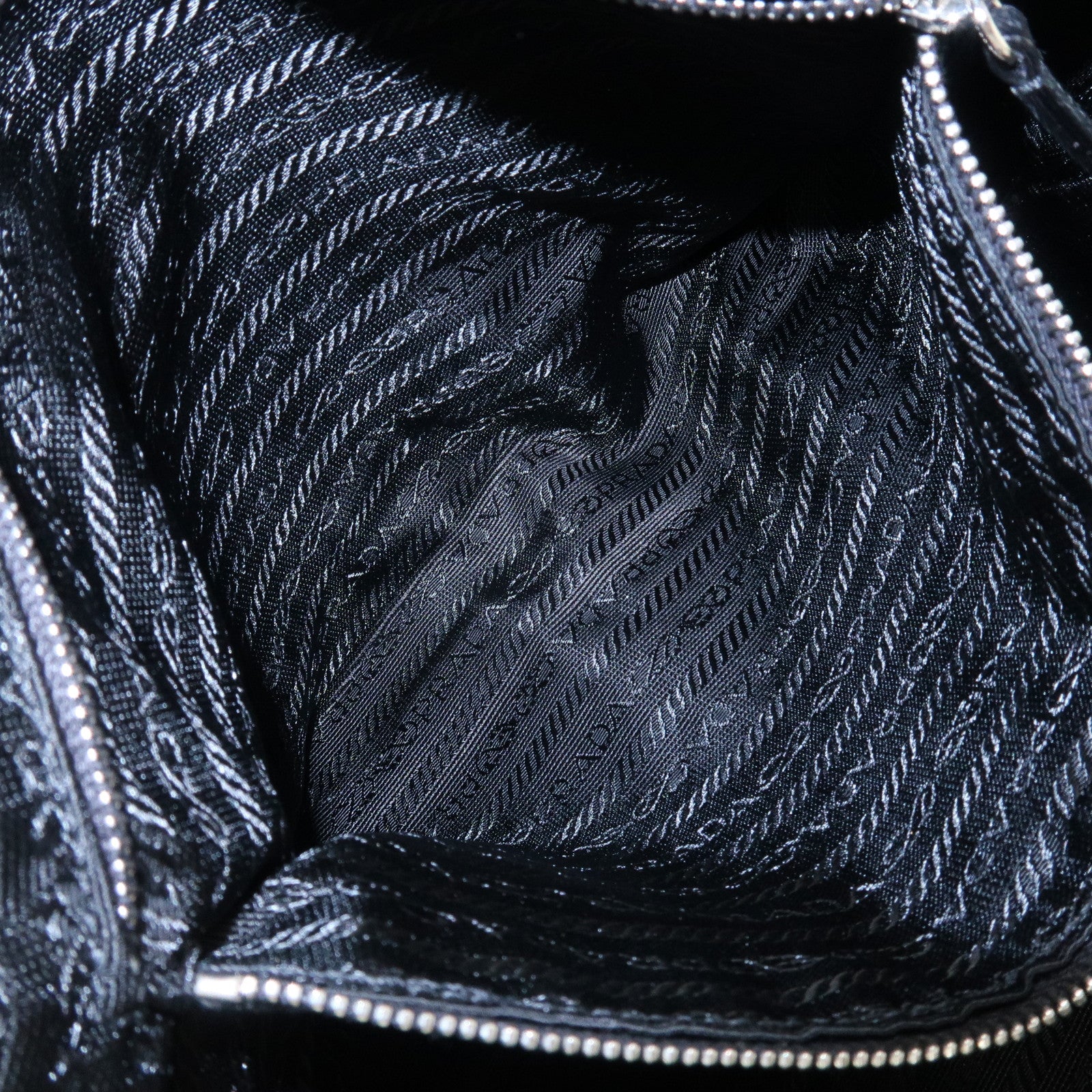 PRADA Triangle Logo Nylon Leather Hand Bag Black BN0531