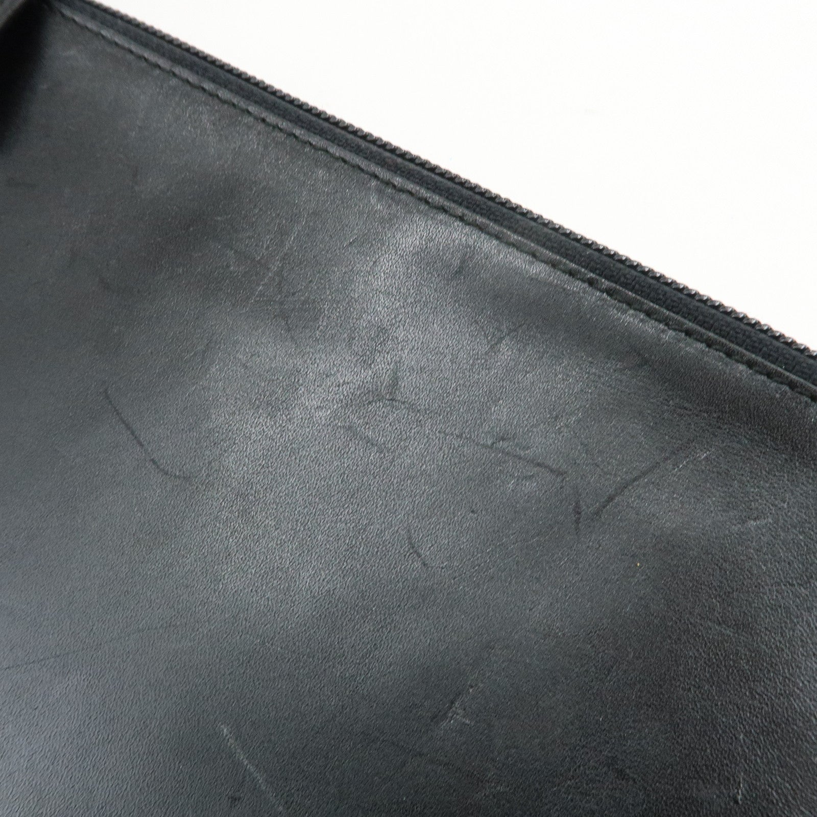 GUCCI Bamboo Leather Shoulder Bag Hand Bag Black Gold