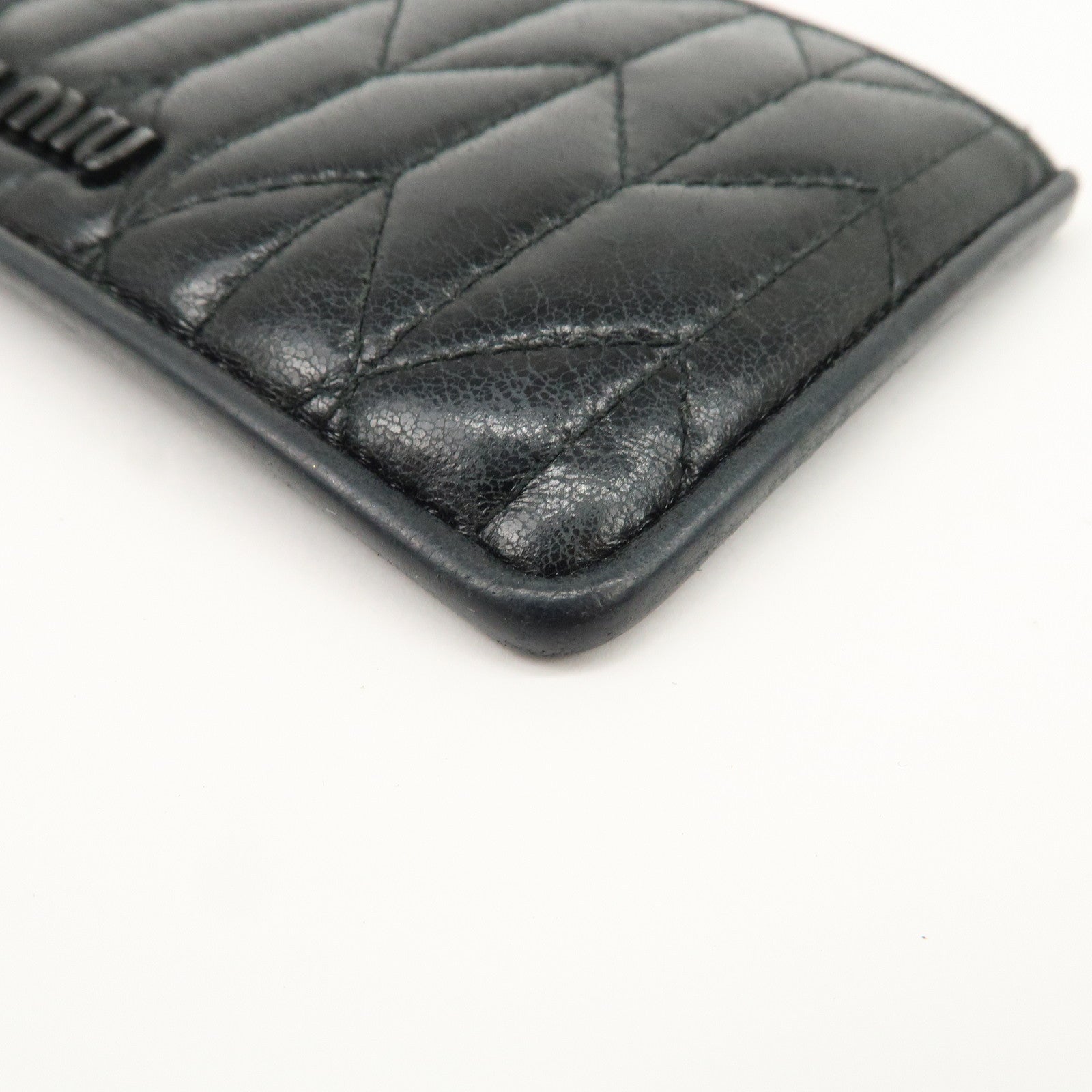 MIU MIU Matelasse Leather Card Case Black 5MB006 Used