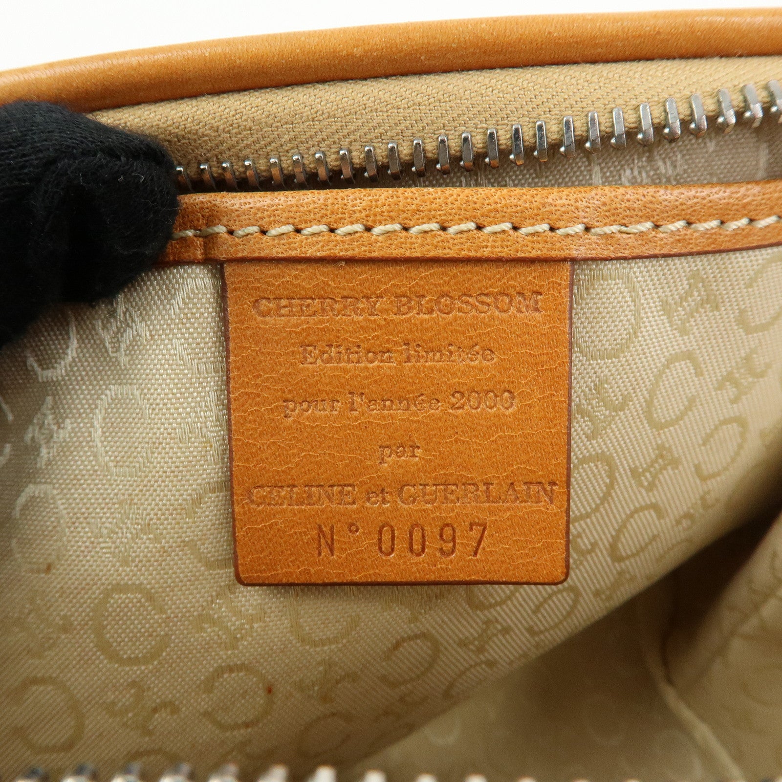 CELINE C Macadam Suede Leather Pouch Cosmetic Case Coral