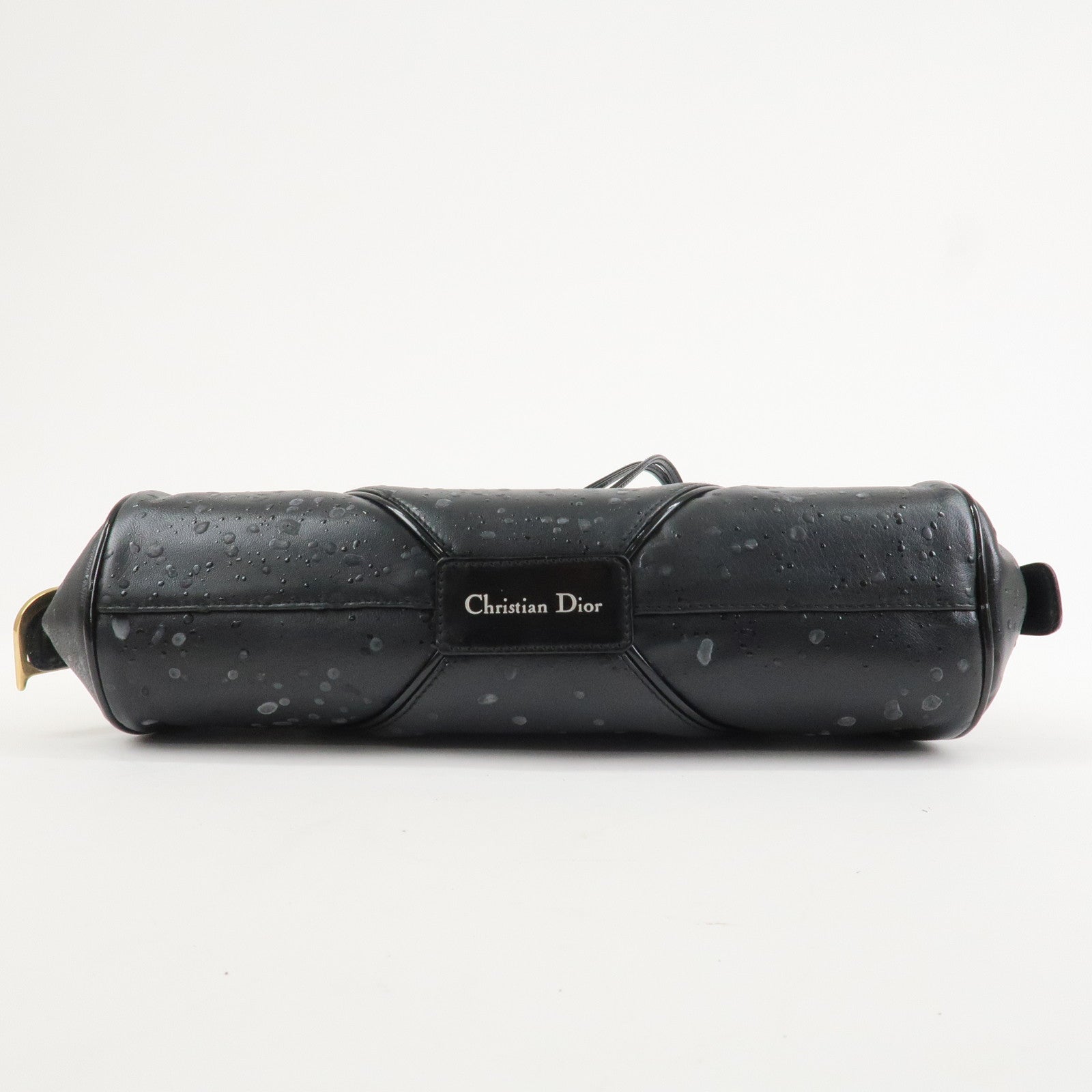 Christian Dior Leather Patent Leather Shoulder Bag Hand Bag Black