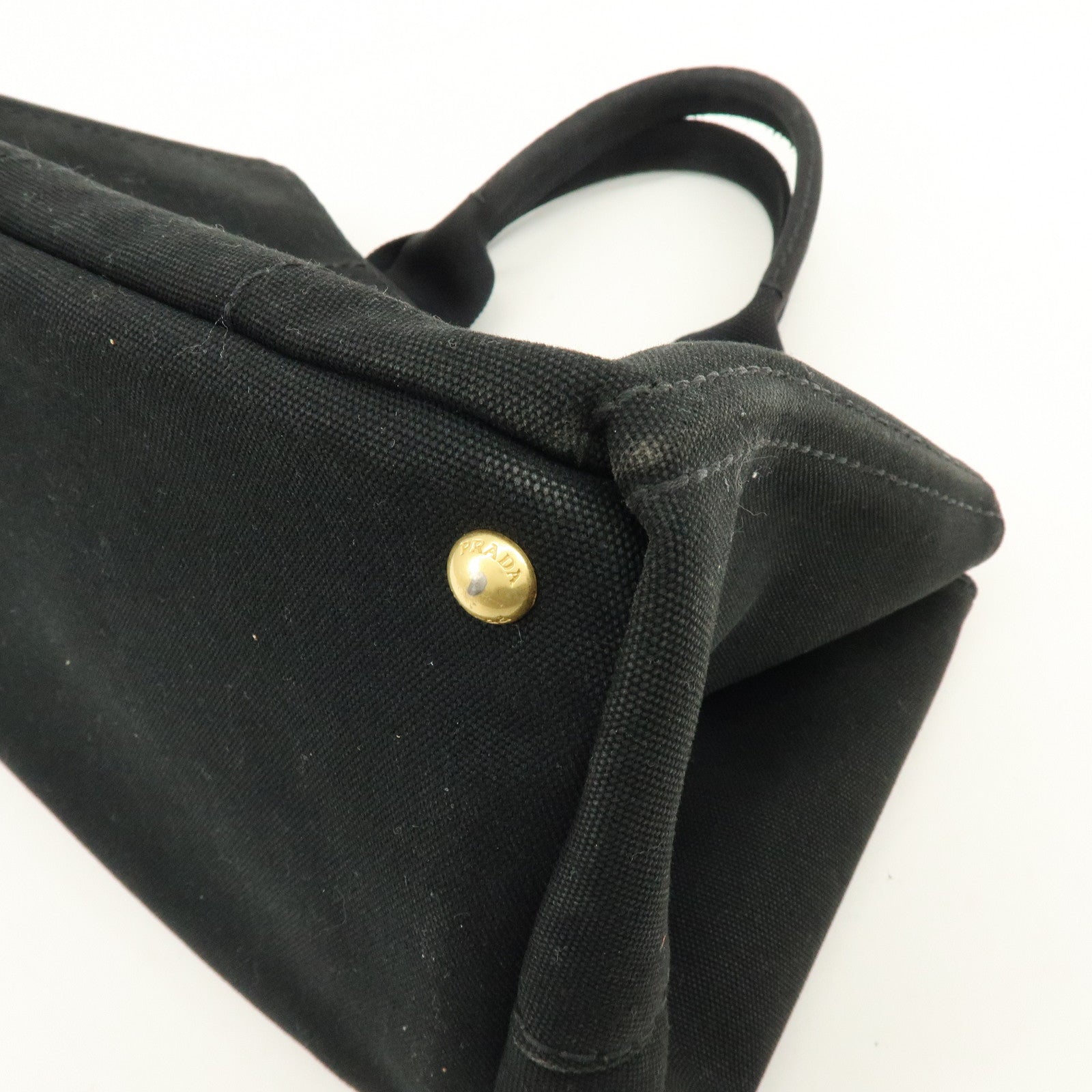 PRADA Canapa Canvas Tote Bag Hand 2Way Bag Black BN1877
