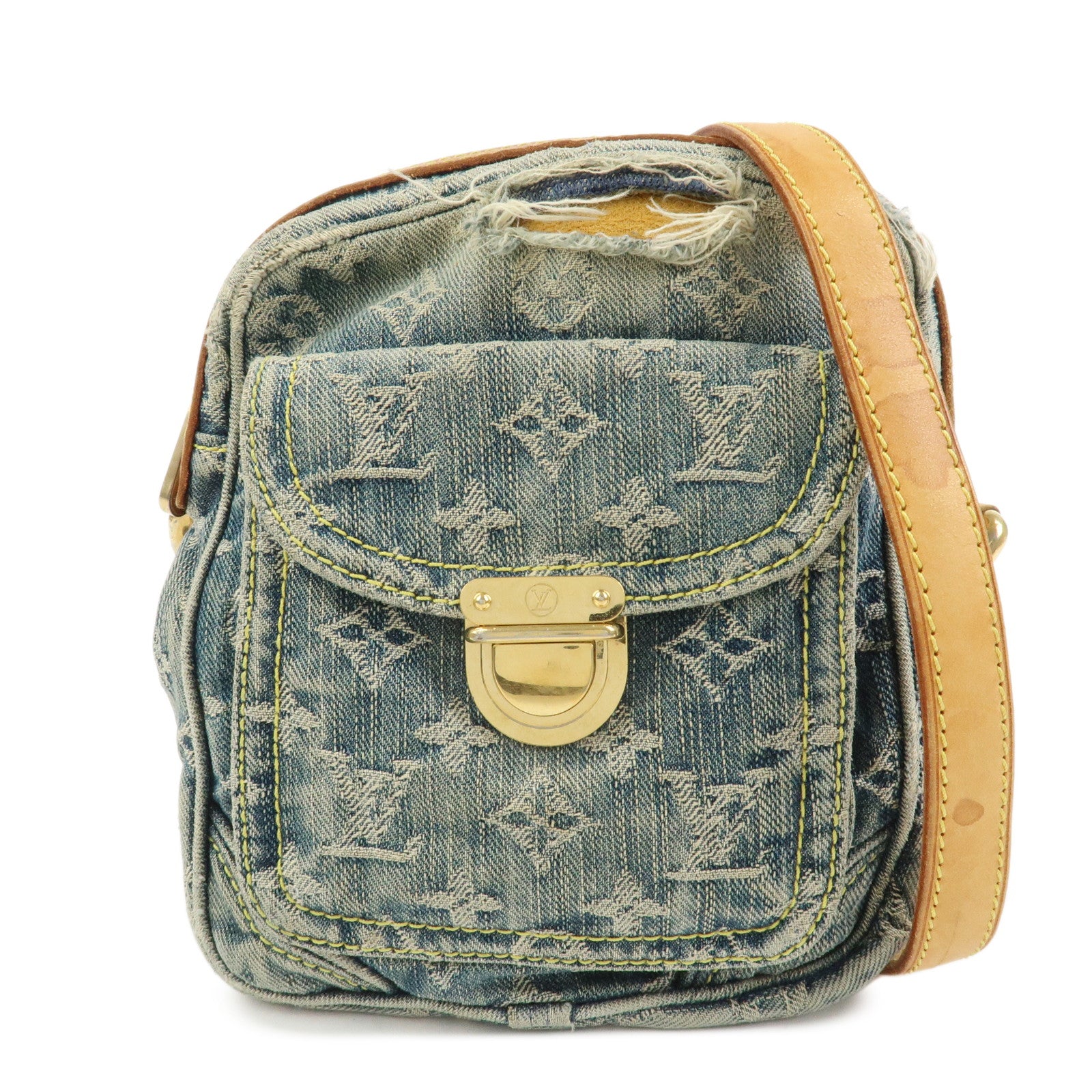 Louis Vuitton Monogram Denim Camera Bag Shoulder Bag Blue M95348