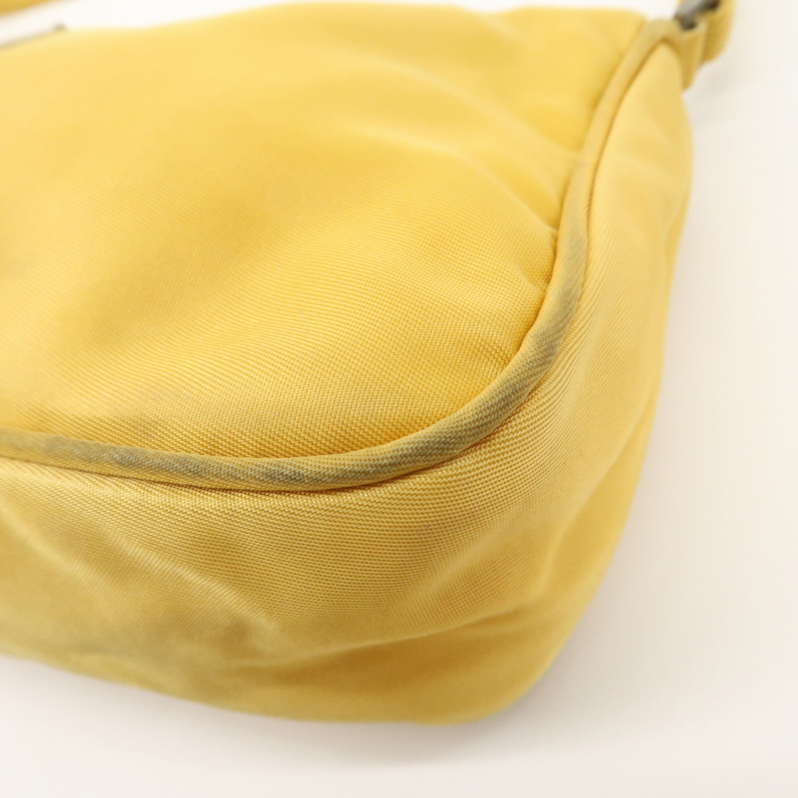 PRADA Triangle Logo Nylon Pouch Shoulder Bag Hand Bag Yellow Used