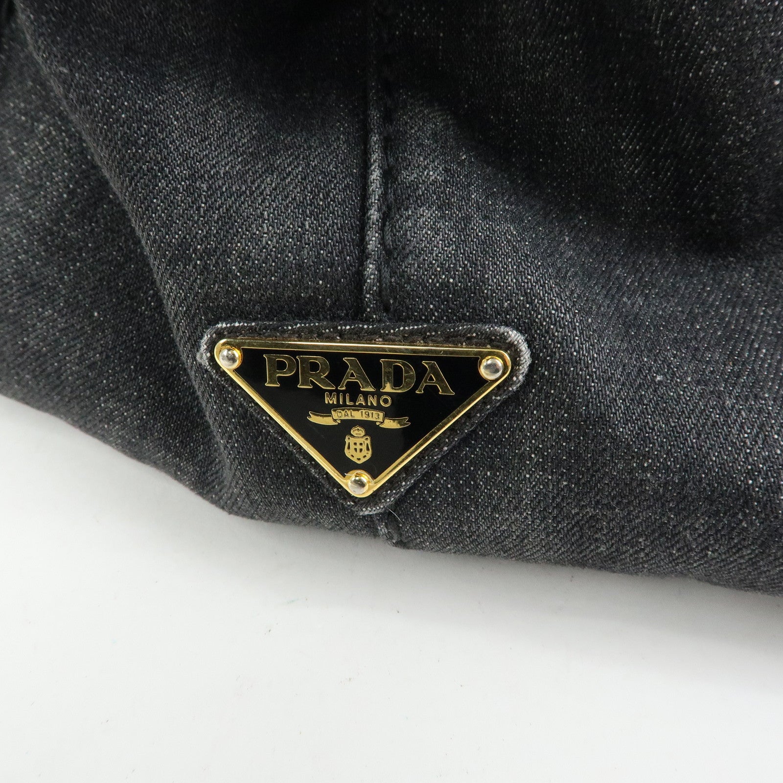 PRADA Triangle Logo Canapa Denim 2Way Bag Shoulder Bag Black 2642B