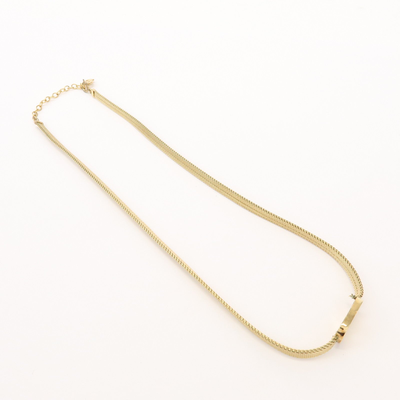 Christian Dior CD Logo Metal Necklace Choker Gold