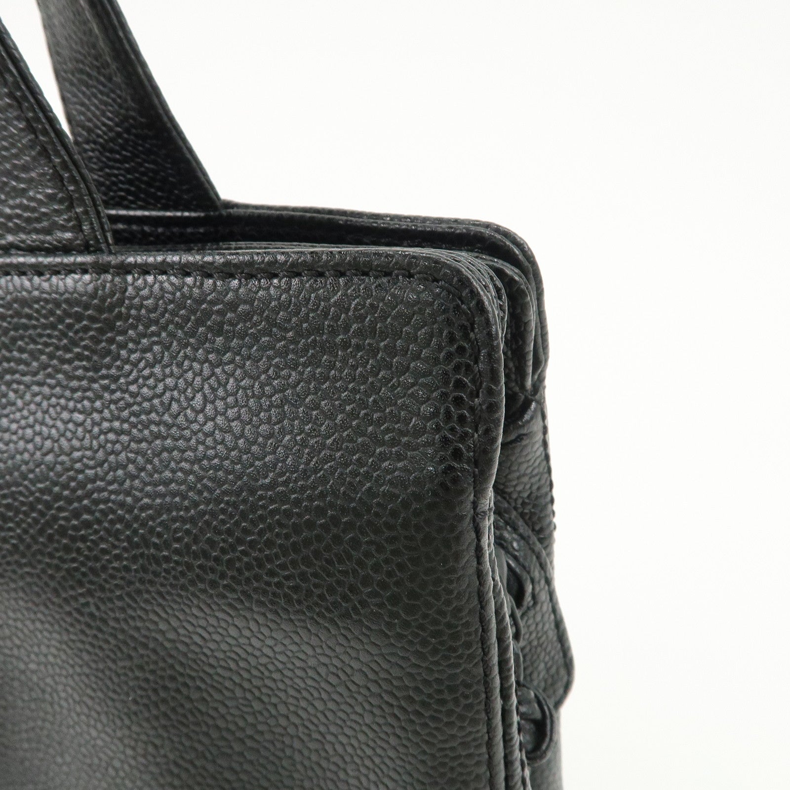 CHANEL COCO Mark Caviar Skin Tote Bag Hand Shoulder Bag Black Used