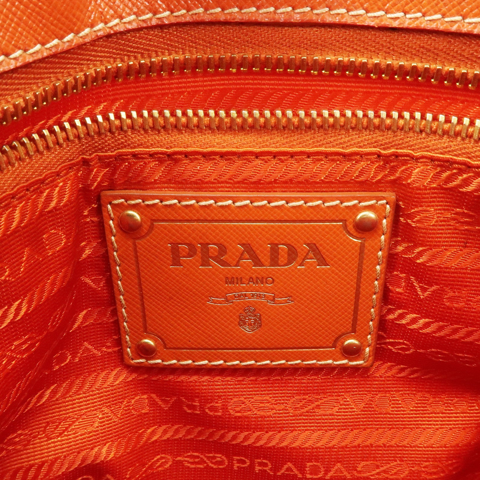 PRADA Logo 2Way Bag Tote Bag Shoulder Crossbody Bag Orange BN1473