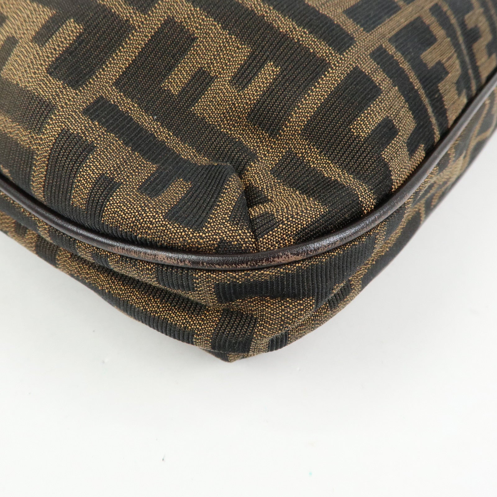 FENDI Zucca Canvas Leather Shoulder Bag Black Brown 8BT191‑JWU