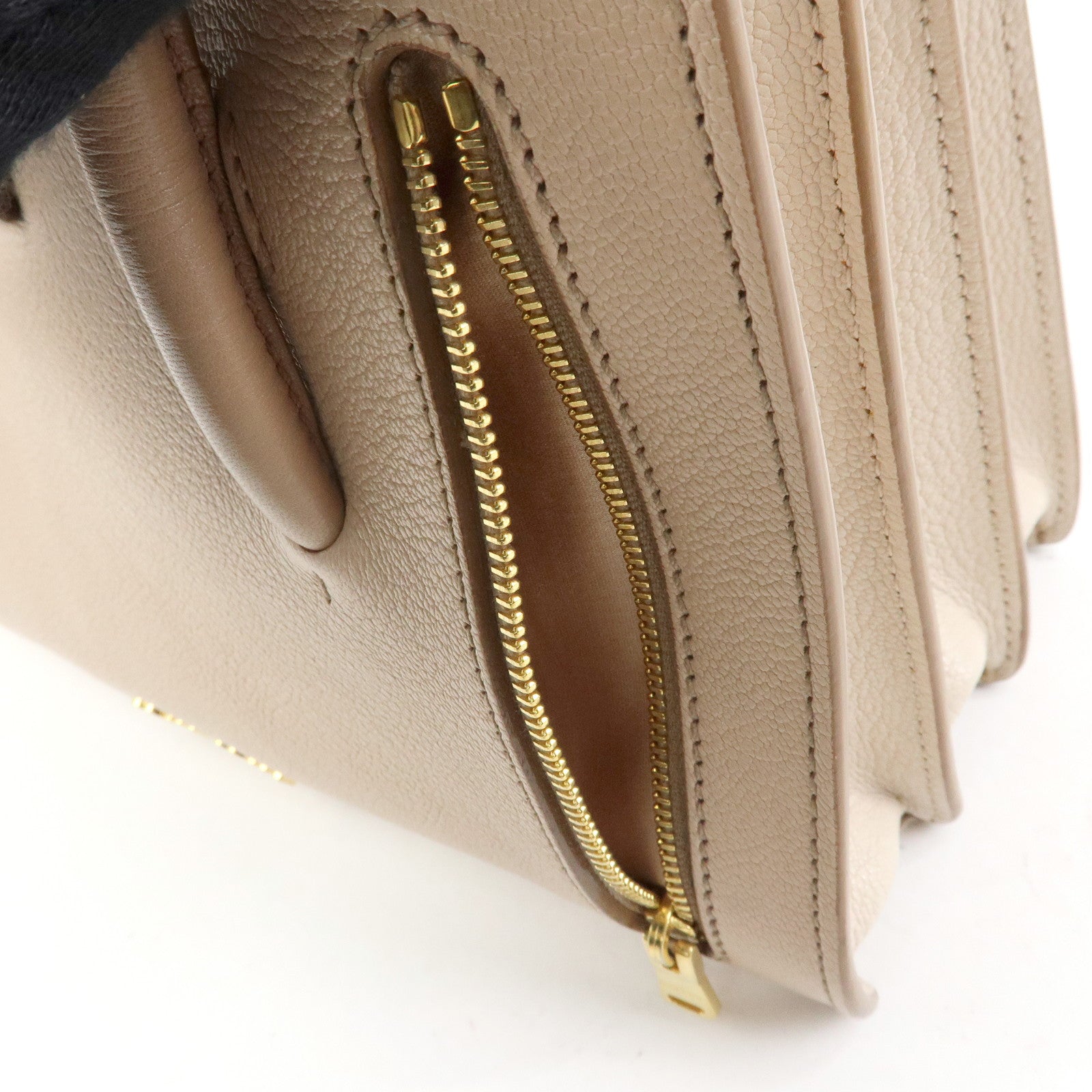 MIU MIU Madras Leather 2Way Bag Hand Bag Shoulder Bag Beige