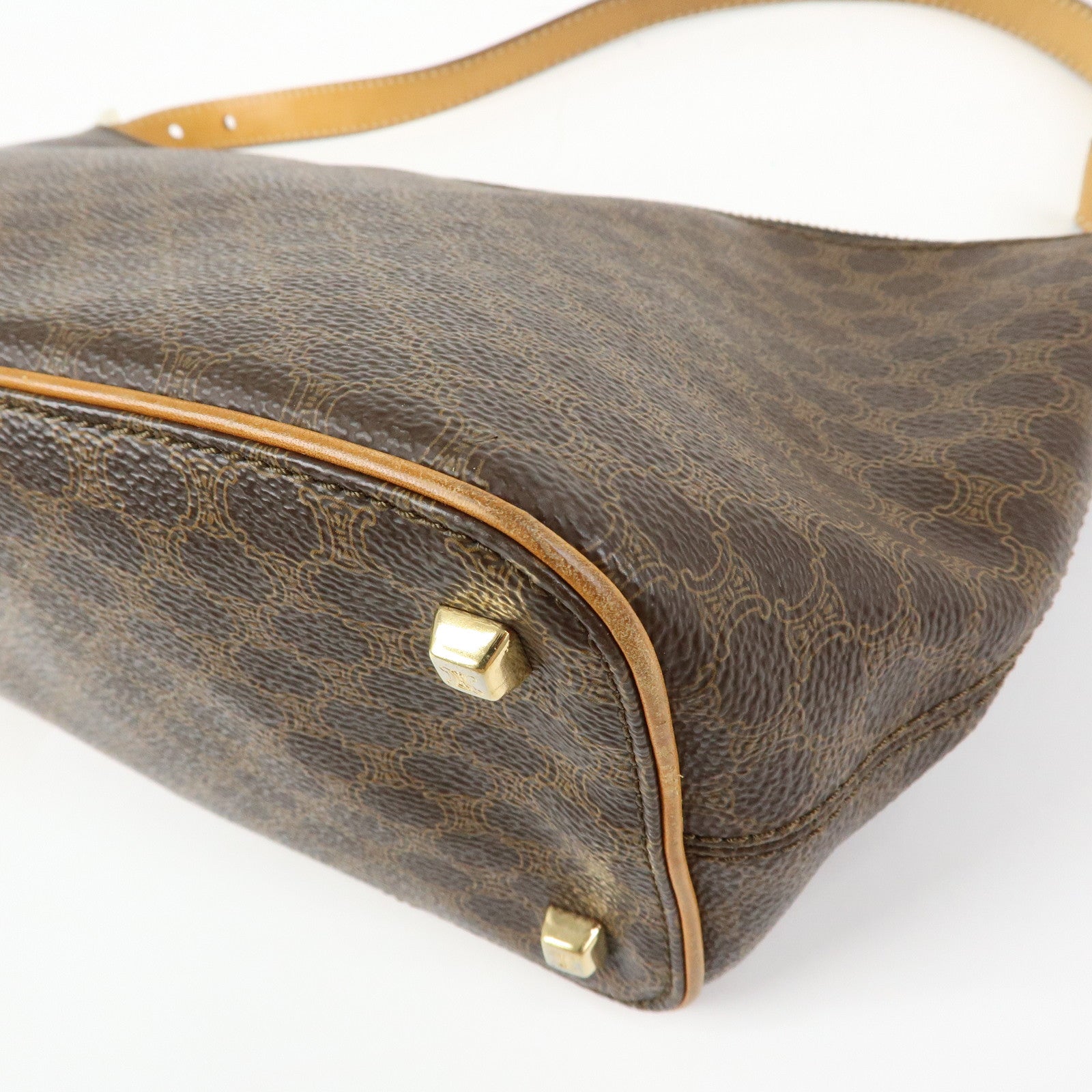 CELINE Macadam PVC Leather Shoulder Bag Hand Bag Brown