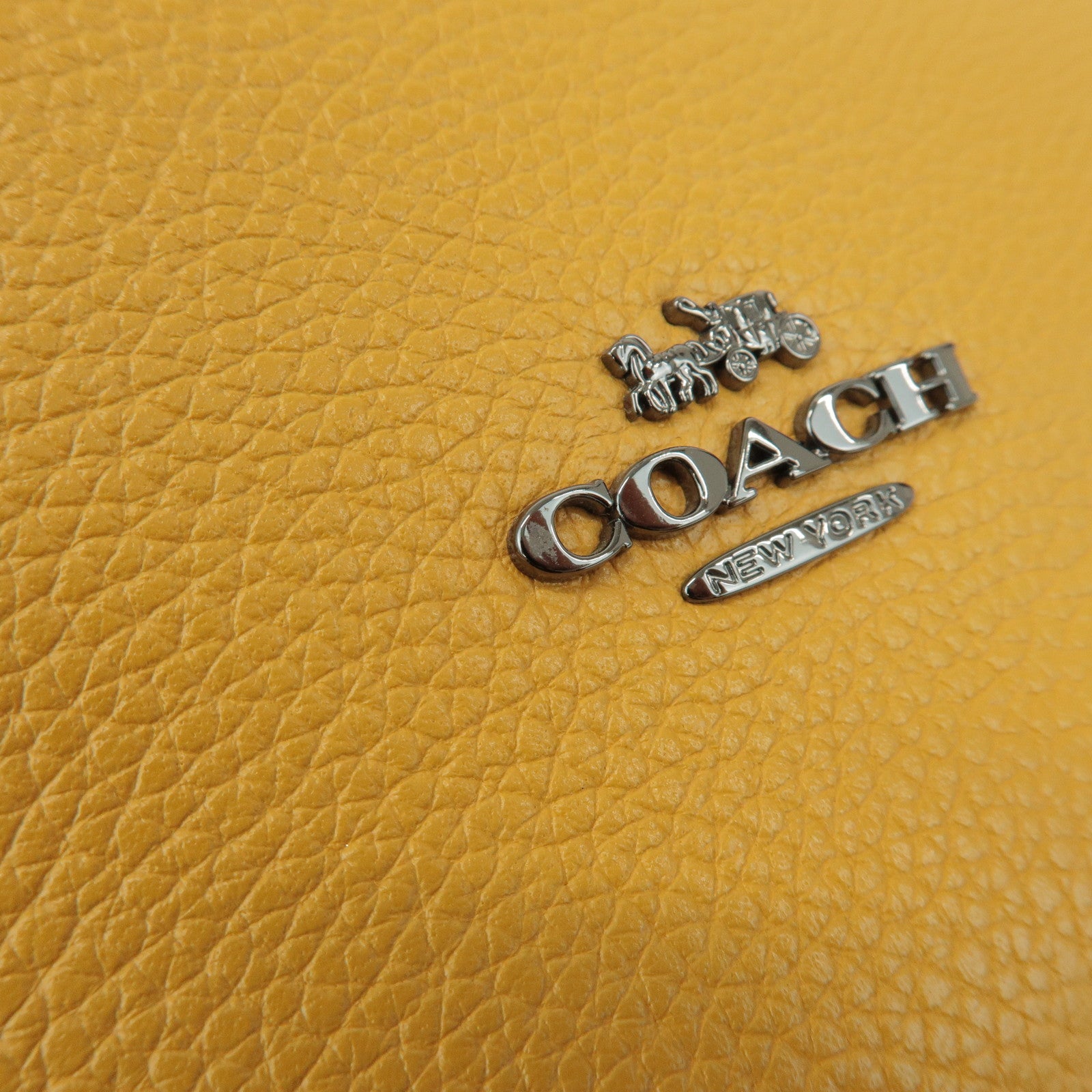 COACH Logo Leather 2Way Bag Shoulder Bag Hand Bag Yellow