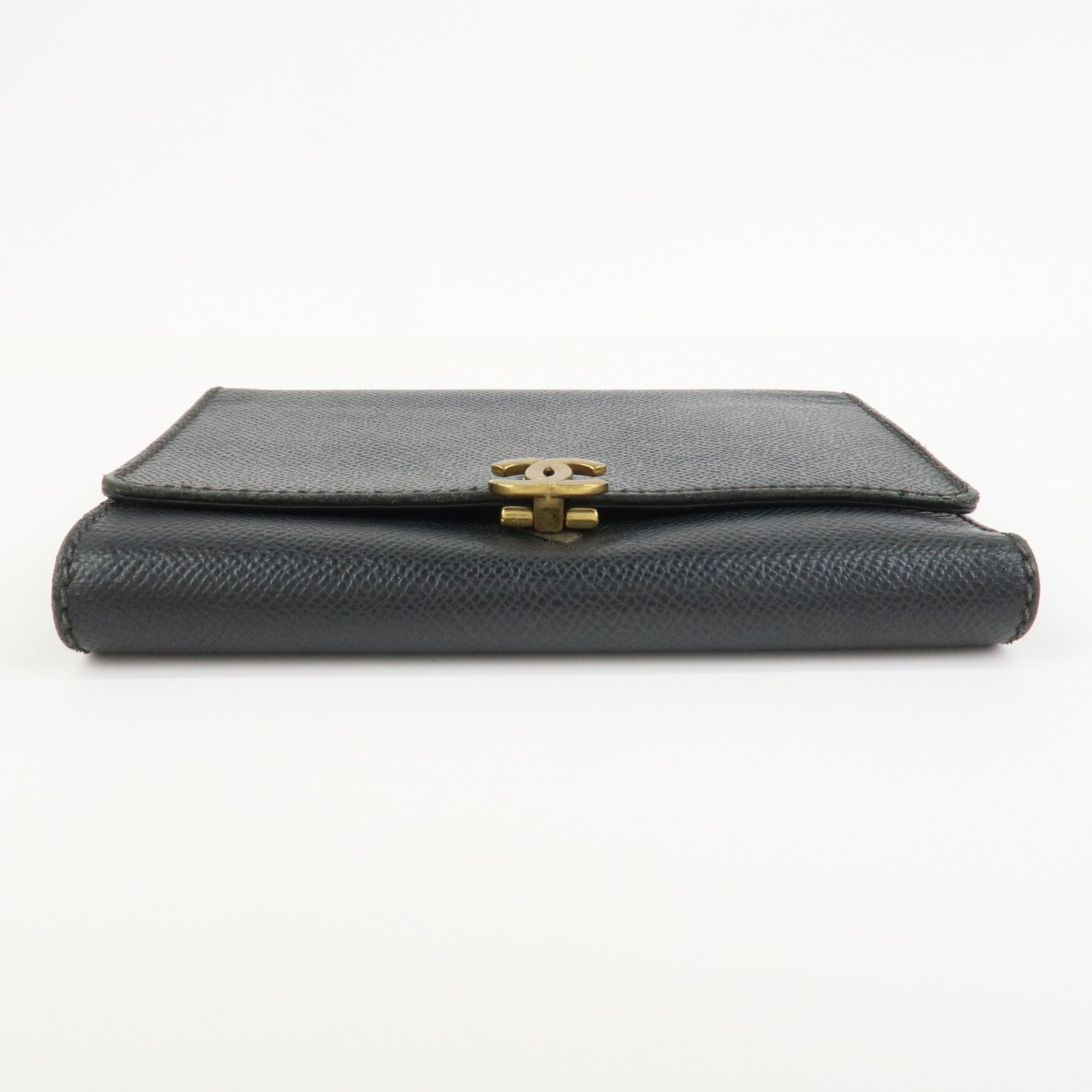 CHANEL COCO Mark Calf Leather Compact Wallet Black