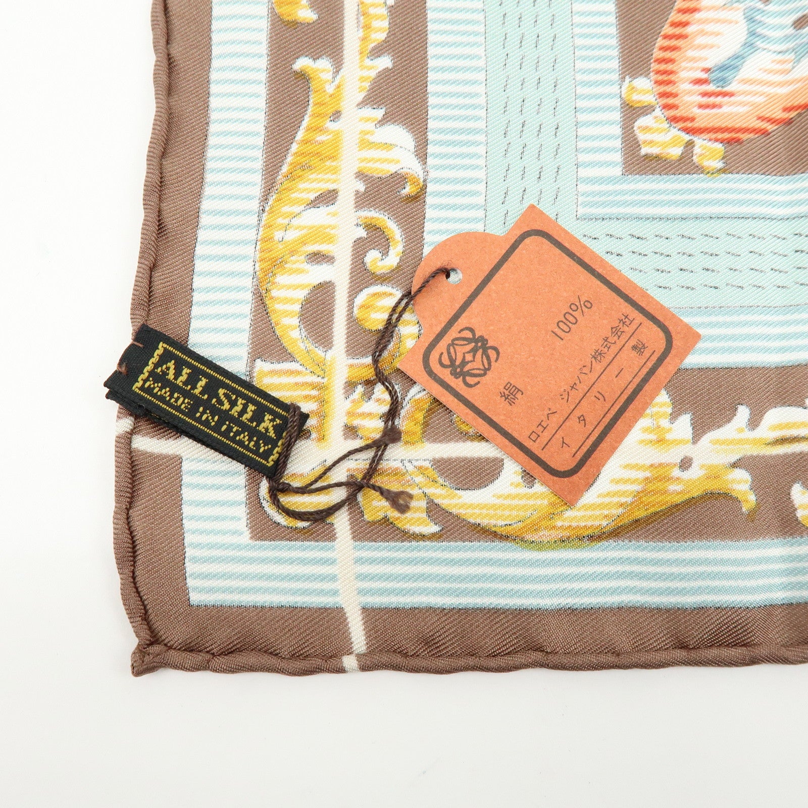 LOEWE Silk 100% Scarf Light Brown Multicolor