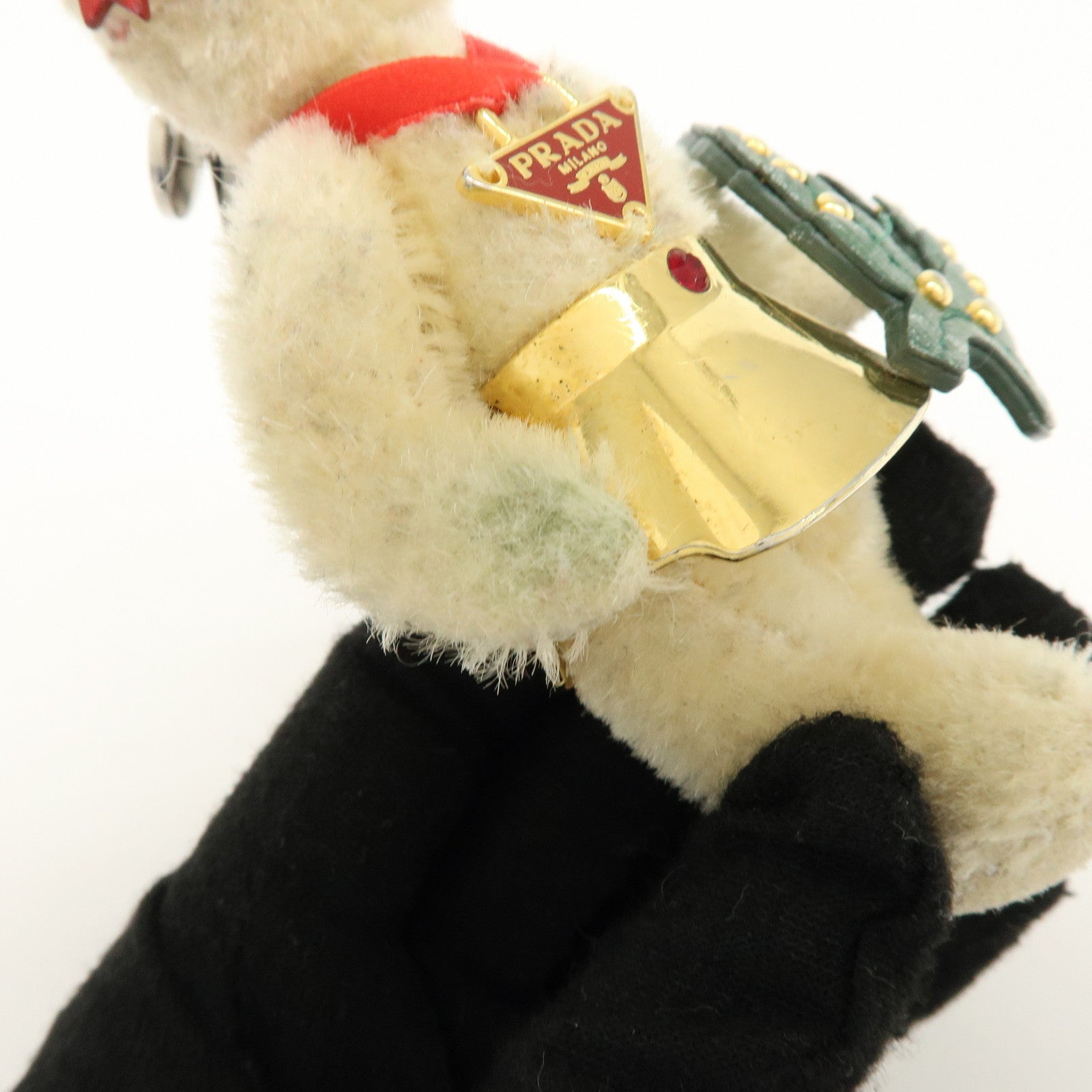 PRADA Bag Charm Key Holder Bear Motif Christmas 2012 Beige Red