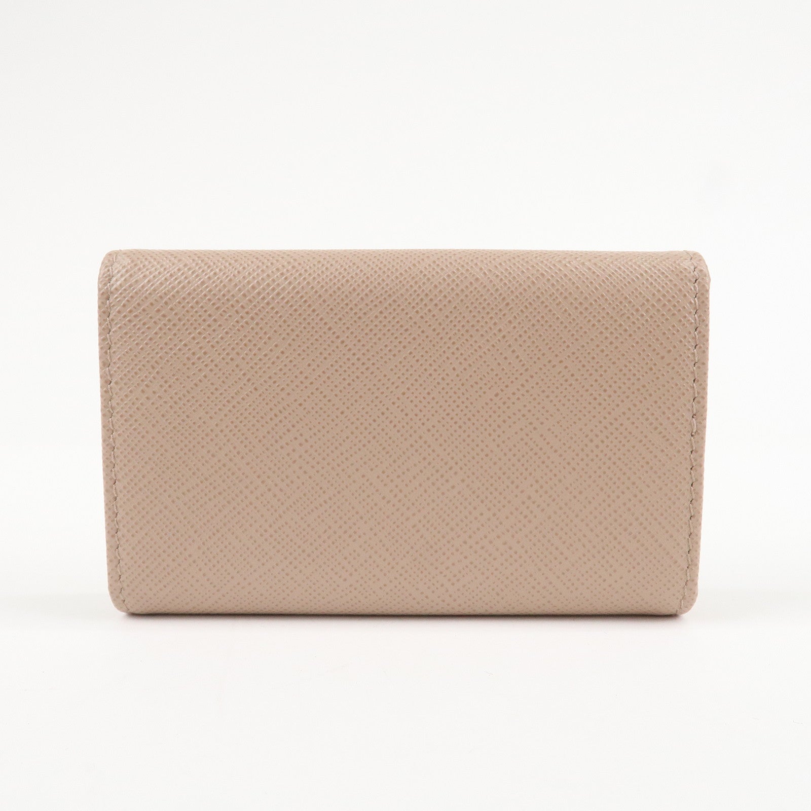 PRADA Logo Leather 4 Rings Key Case Key Holder Beige 1PG004 Used