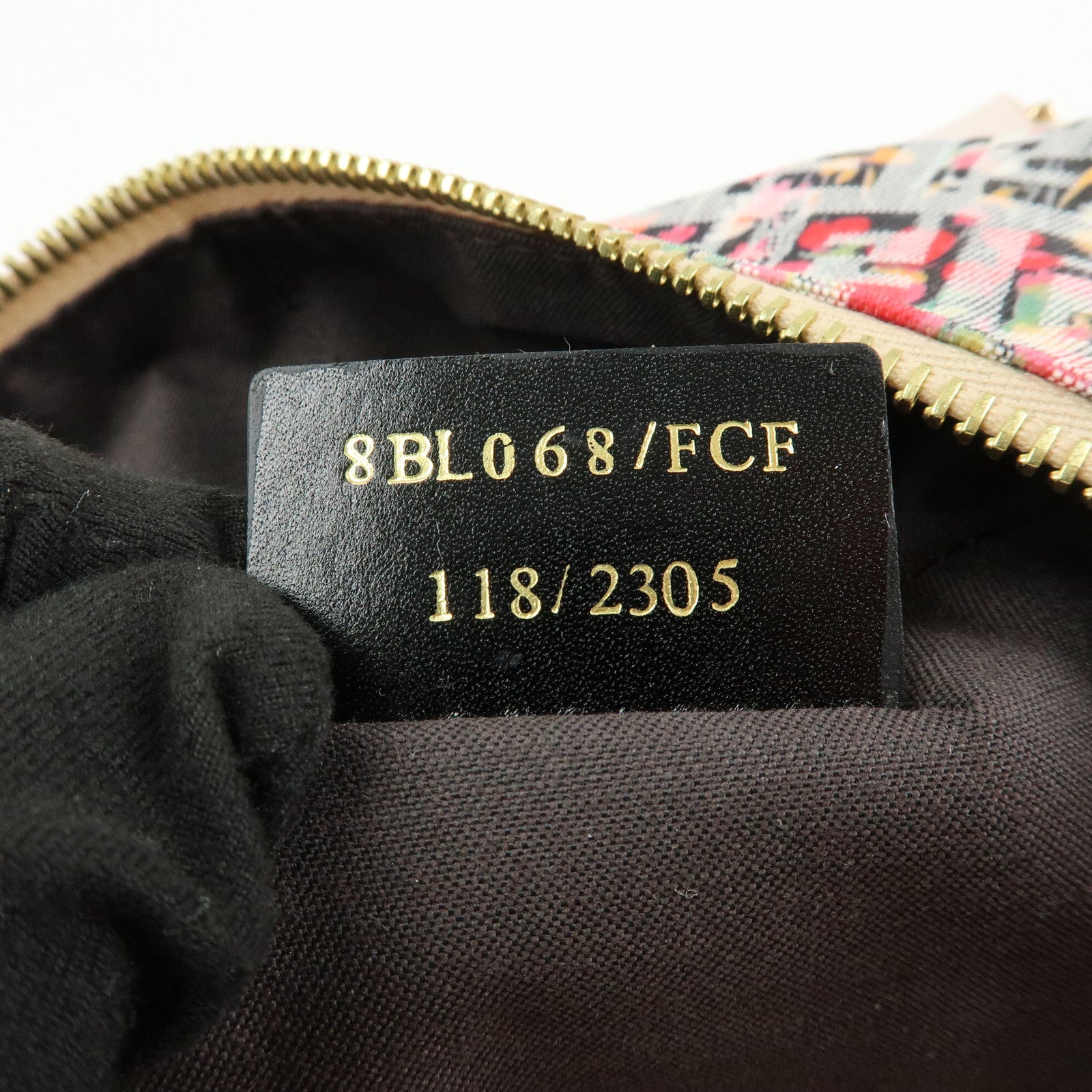 FENDI Zucchino Flower Print Canvas Leather Boston Bag Pink 8BL068