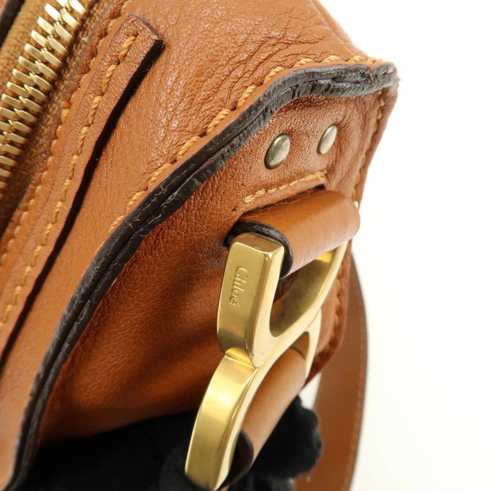 Chloe Marcie Leather Shoulder Bag Crossbody Bag Brown Camel