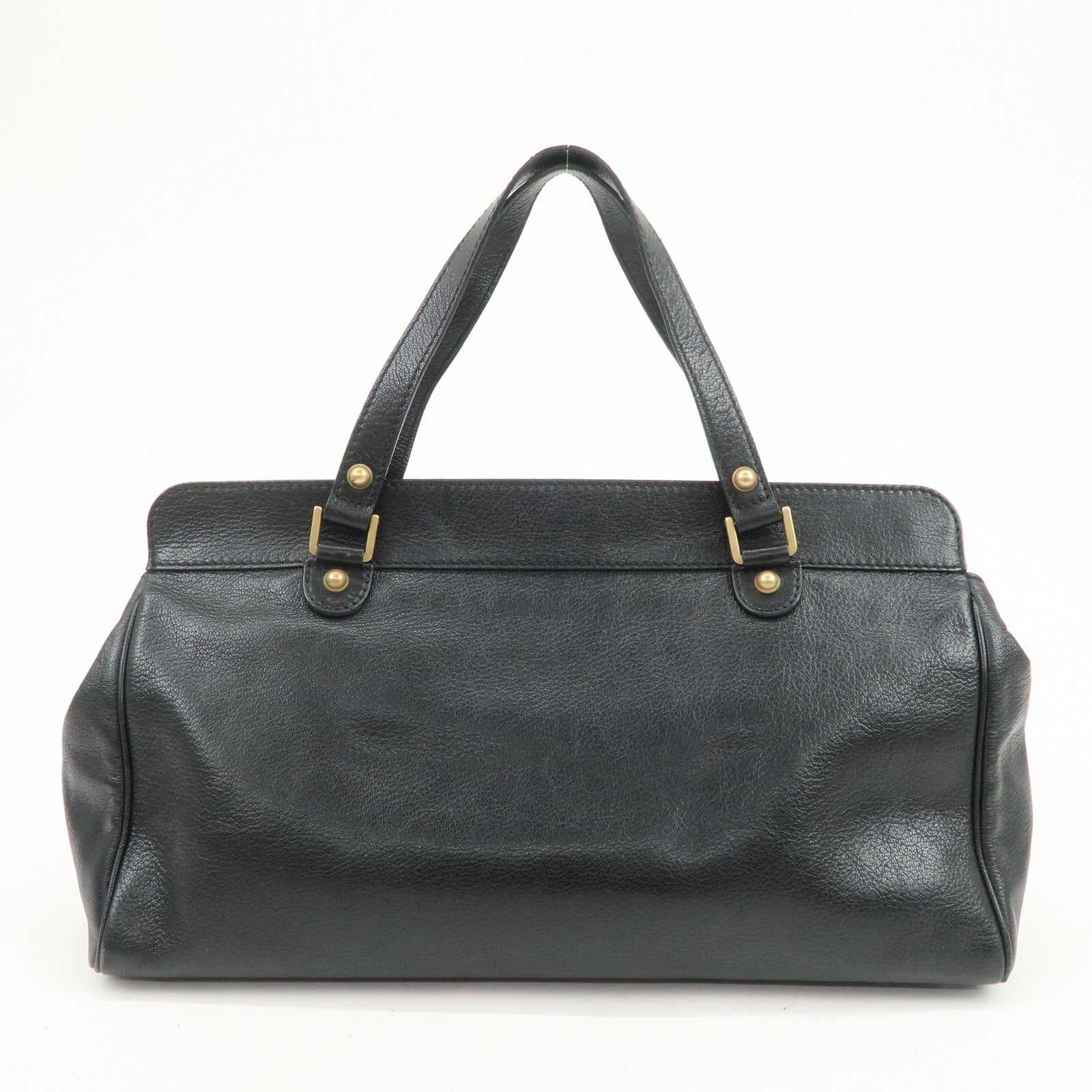 GUCCI Interlocking G Leather Hand Bag Shoulder Bag Black 121551