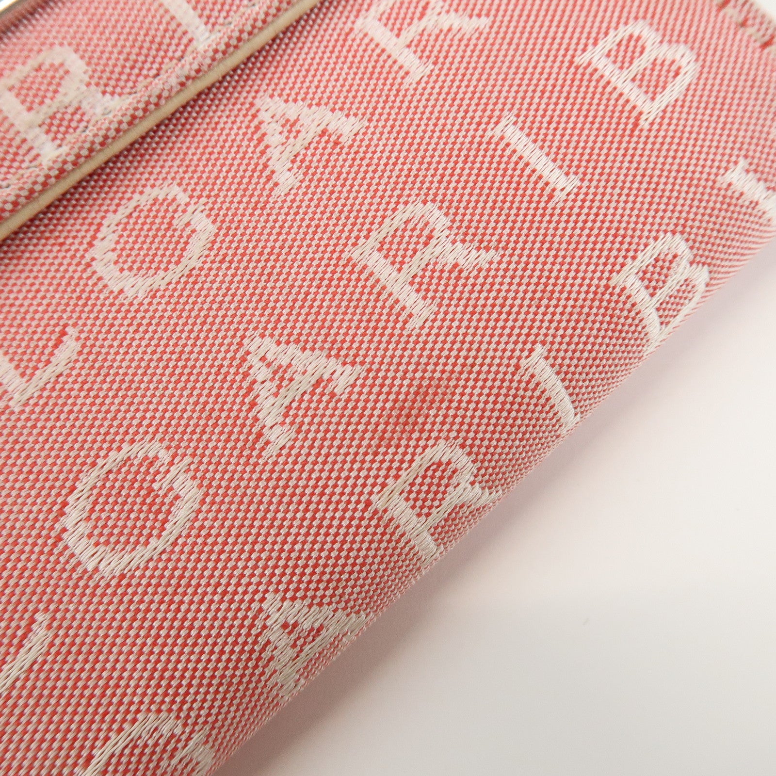 BVLGARI Logo Mania Canvas Leather Compact Wallet Pink Ivory