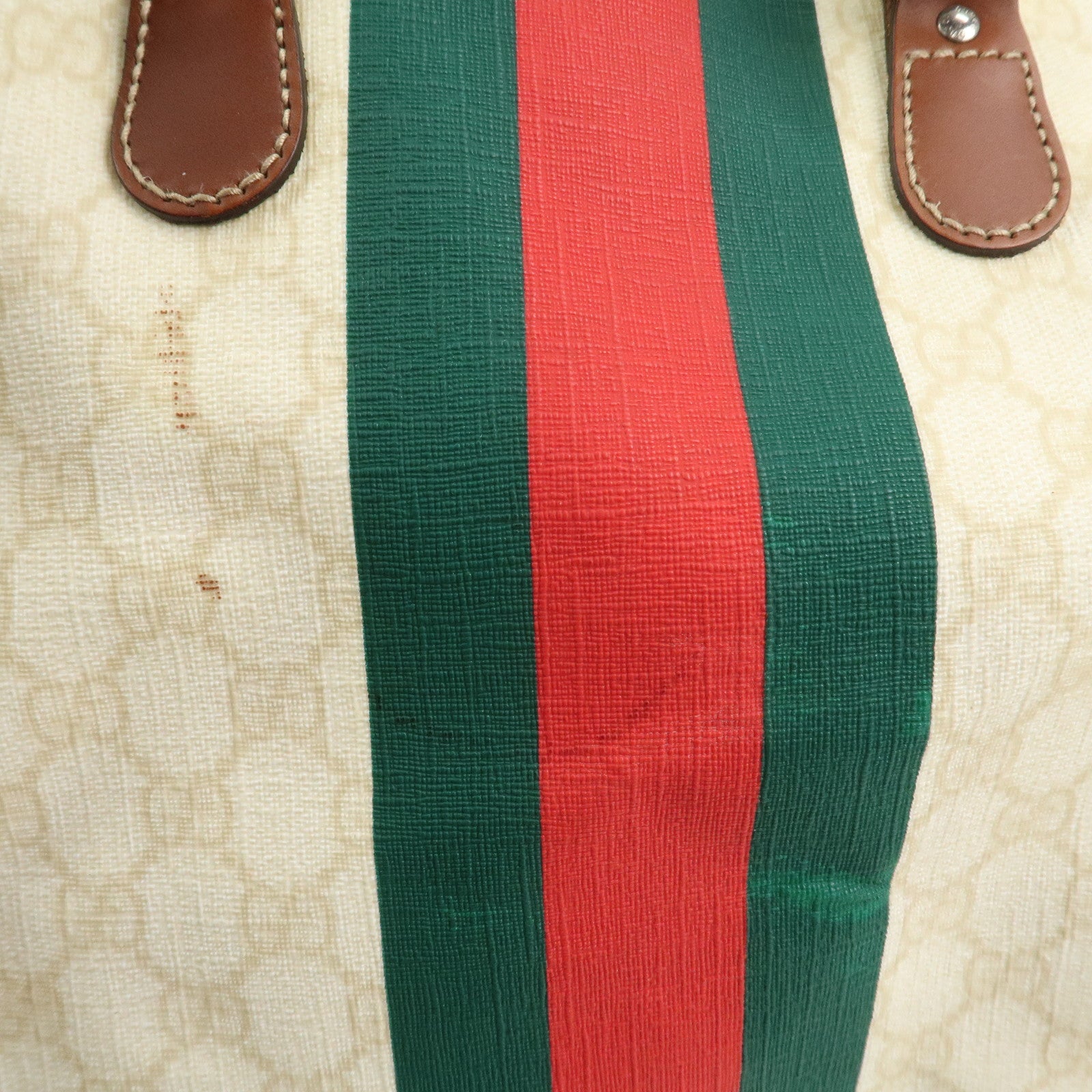 GUCCI Sherry GG Supreme Leather Boston Bag Ivory 189688