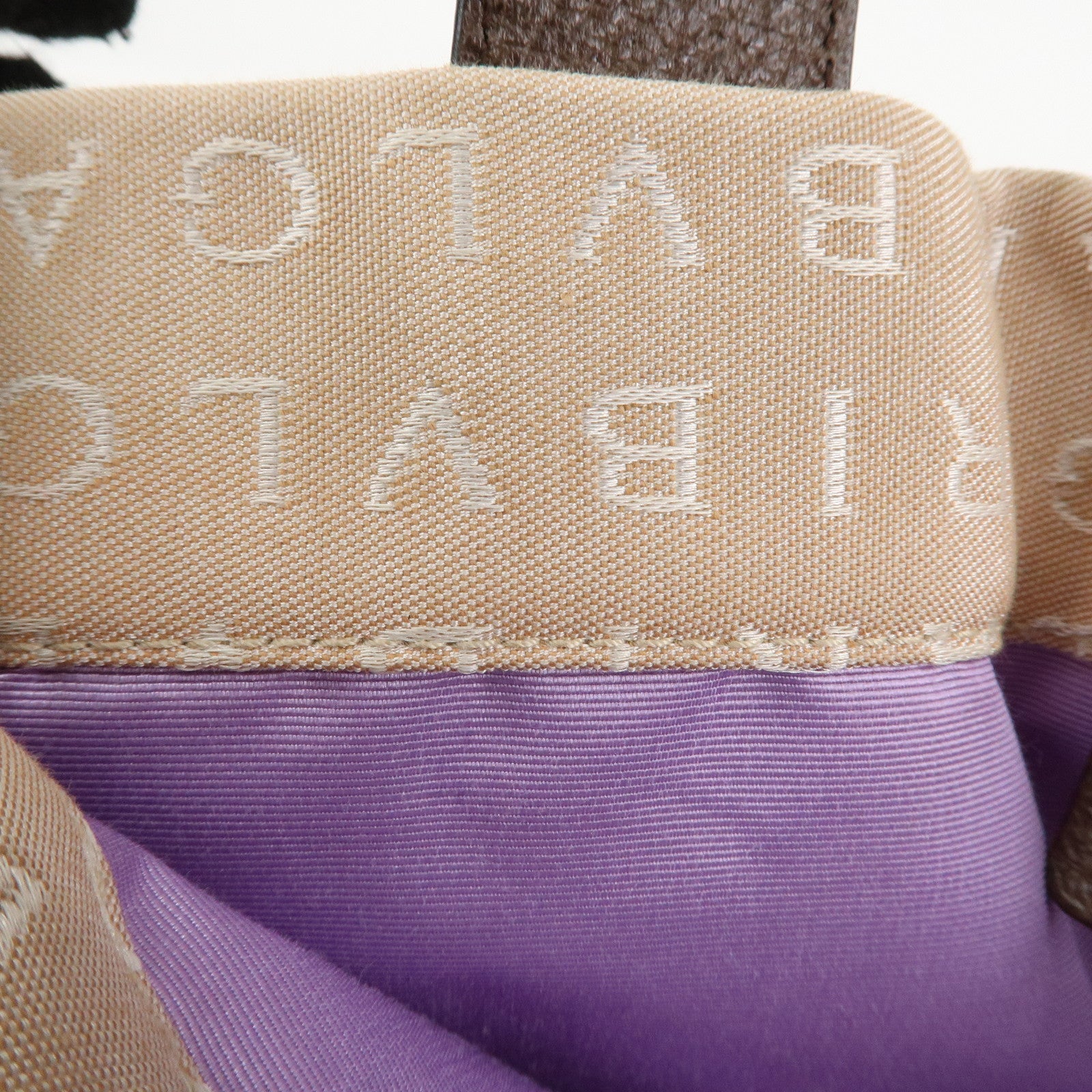 BVLGARI Logo Mania Canvas Leather Tote Bag Beige Dark Brown Silver HDW Used