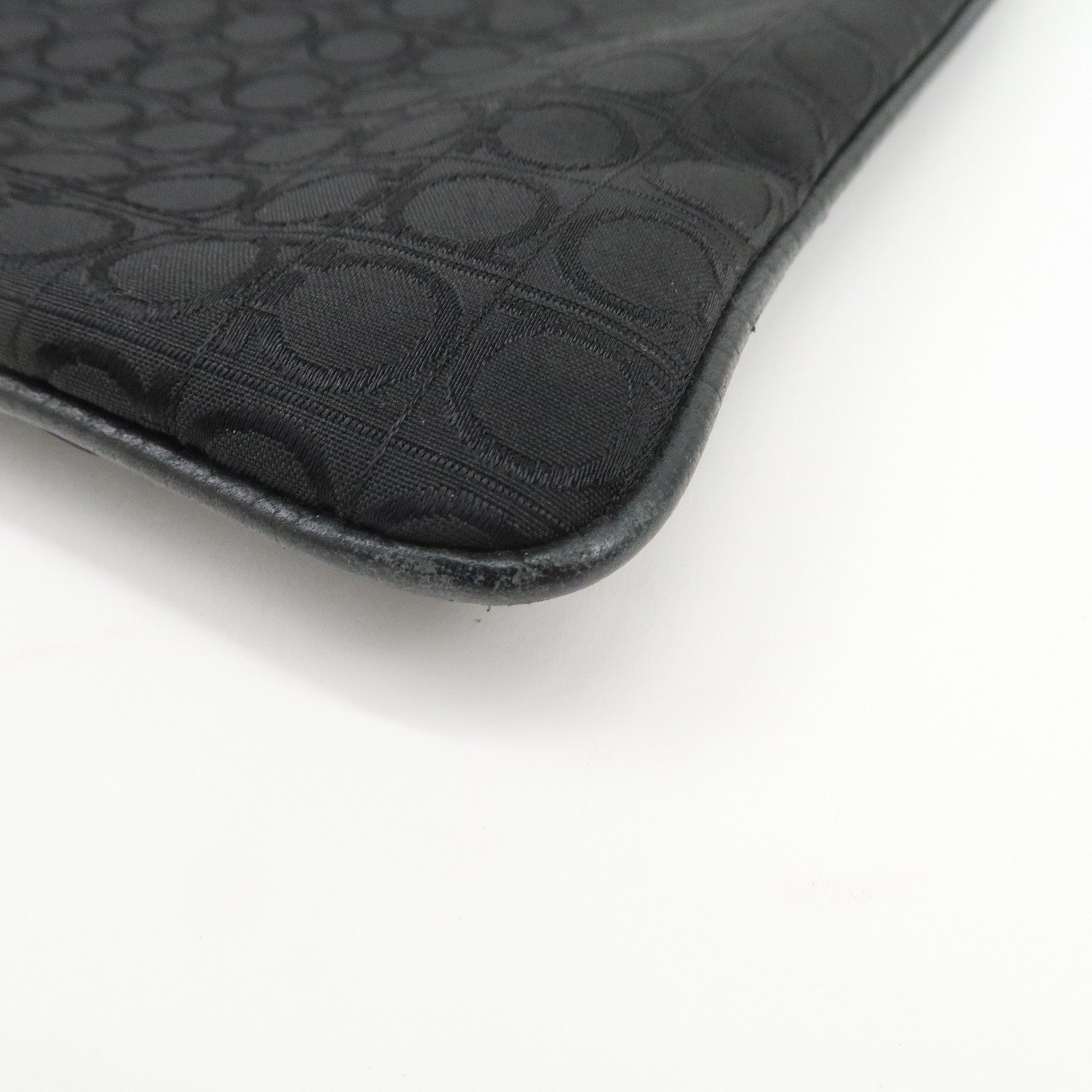 Ferragamo Gancini Canvas Shoulder Bag Black Silver HDW