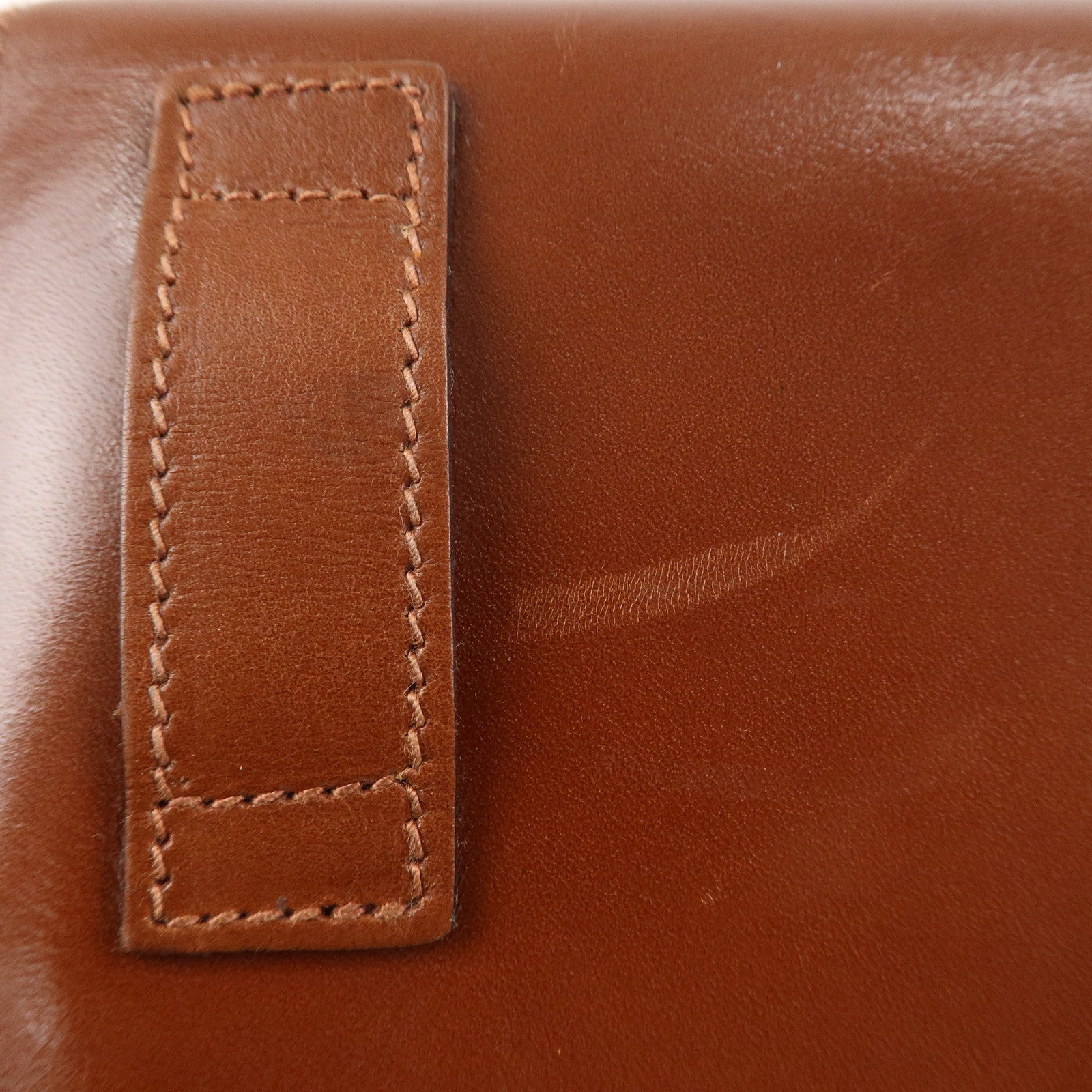 Ferragamo Gancini Leather Chain Shoulder Bag Brown Gold HDW Used