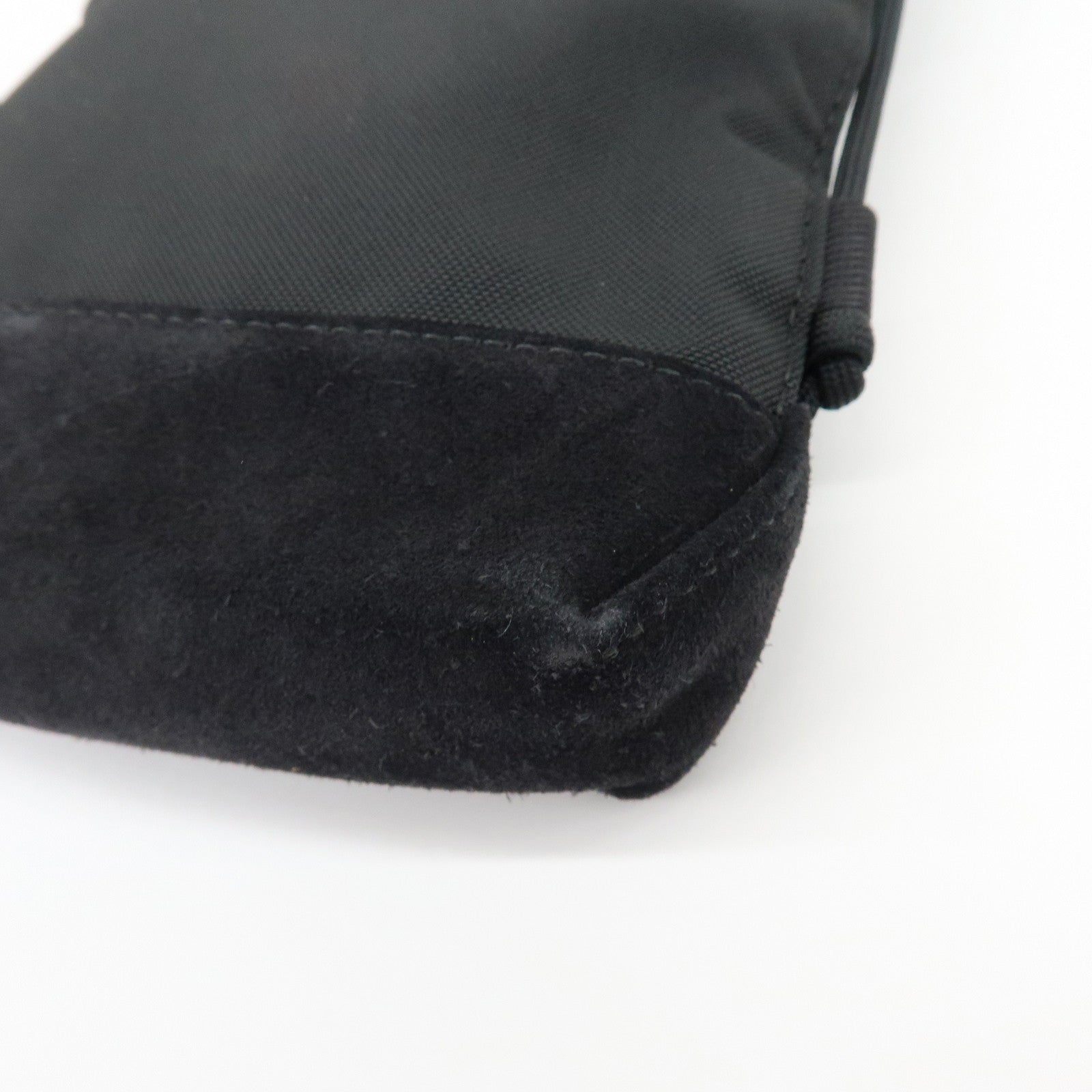 MONCLER Nylon Suede Leather Shoulder Bag Tech Phone Bag Black