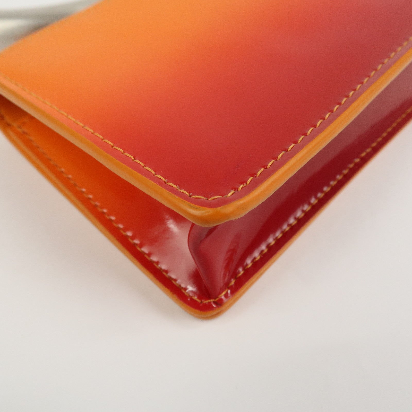 Ferragamo Patent Leather Hand Bag Orange