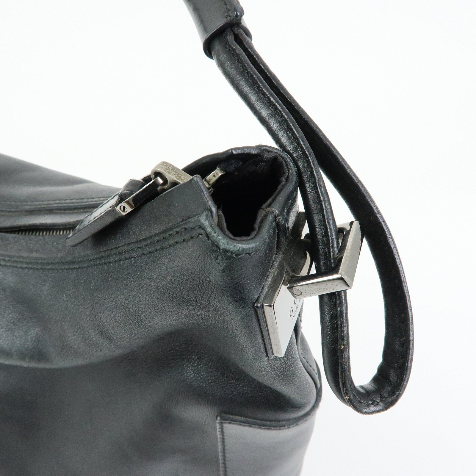 GUCCI Leather Shoulder Bag Hand Bag Tote Bag Black 001・3770