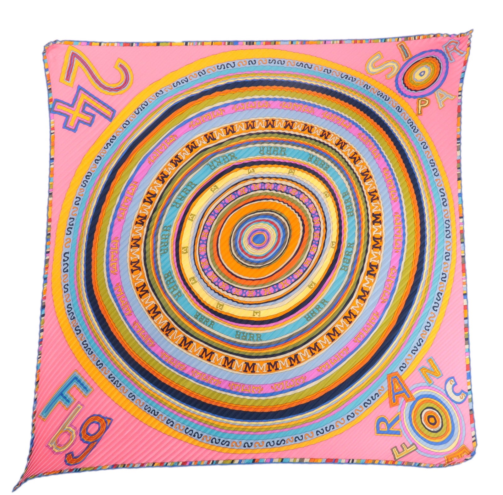 HERMES Carre Pleats Silk 100% Scarf FRANCE PARIS 24 Fbg Used