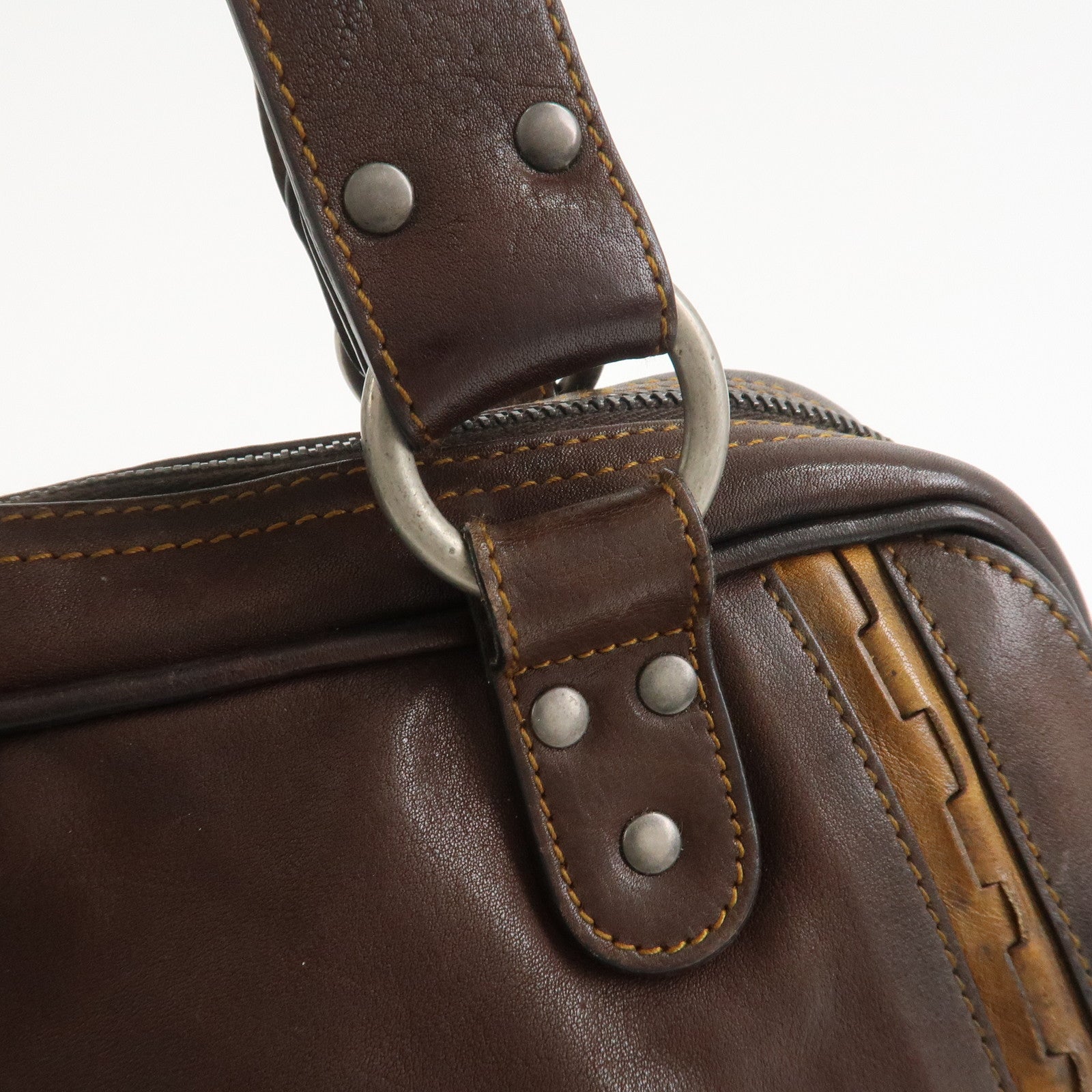 Christian Dior Gaucho Leather Shoulder Bag Hand Bag Brown