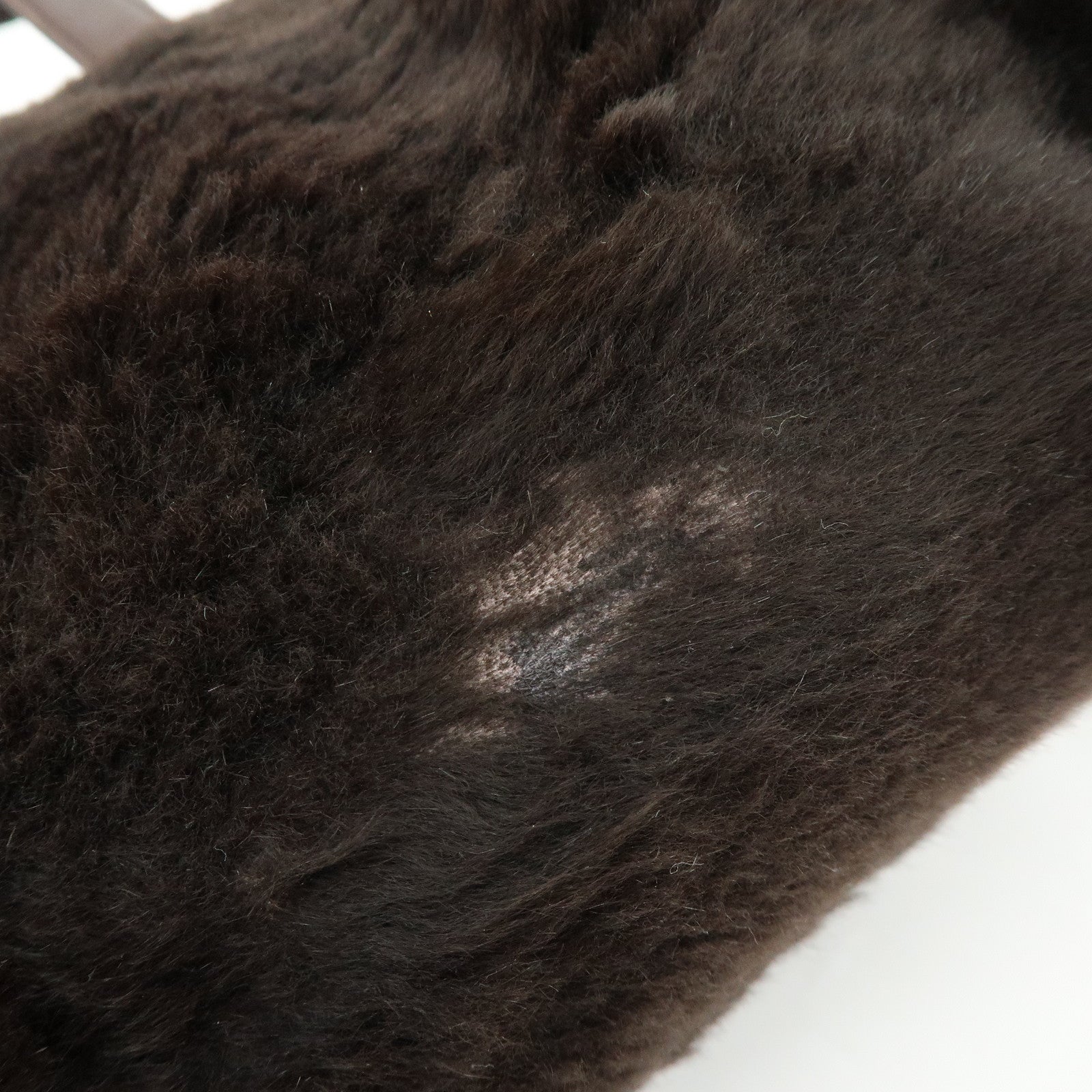 LOEWE Fur Nappa Leather Hand Bag Dark Brown