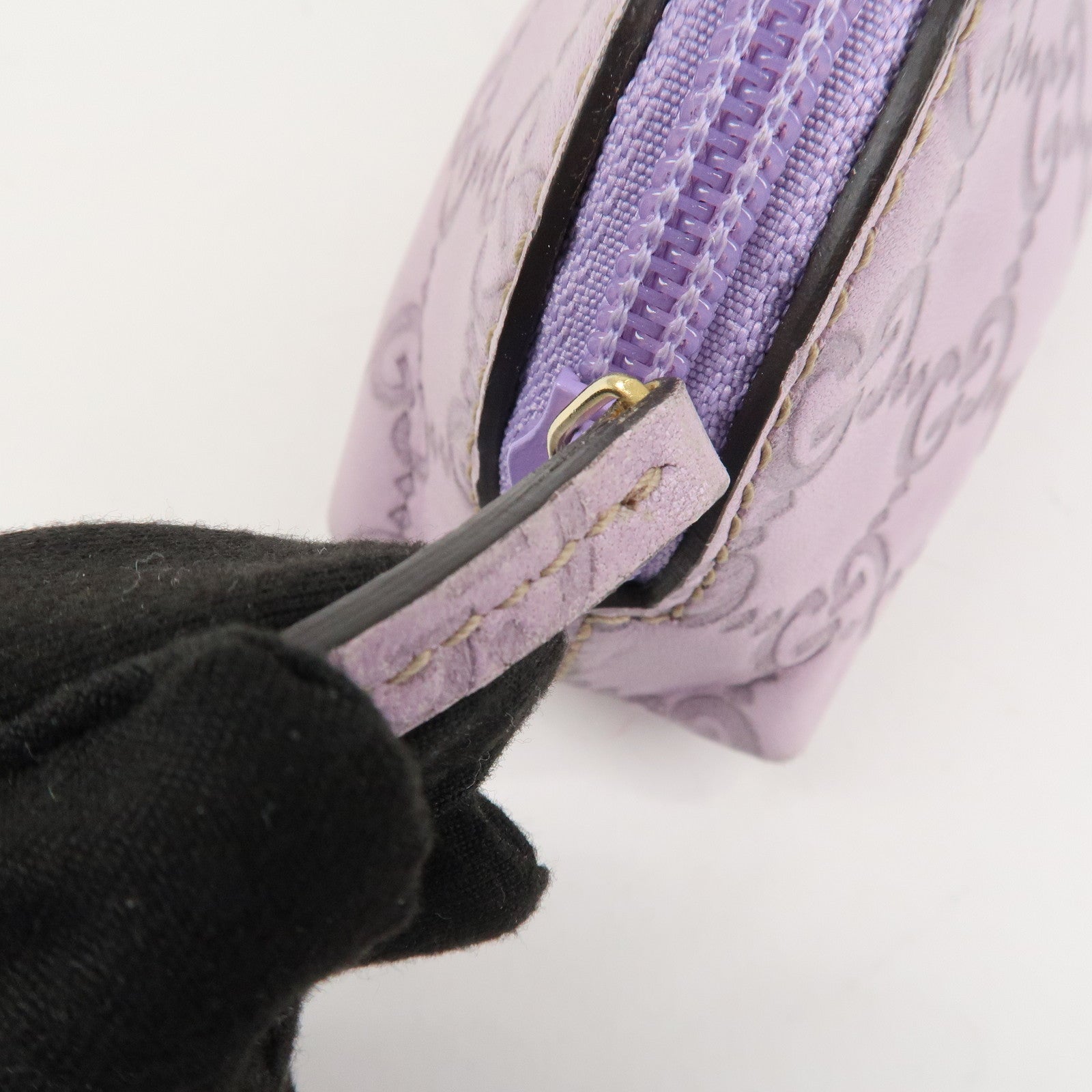 GUCCI Guccissima Leather Cosmetic Pouch Purple 272367 Used