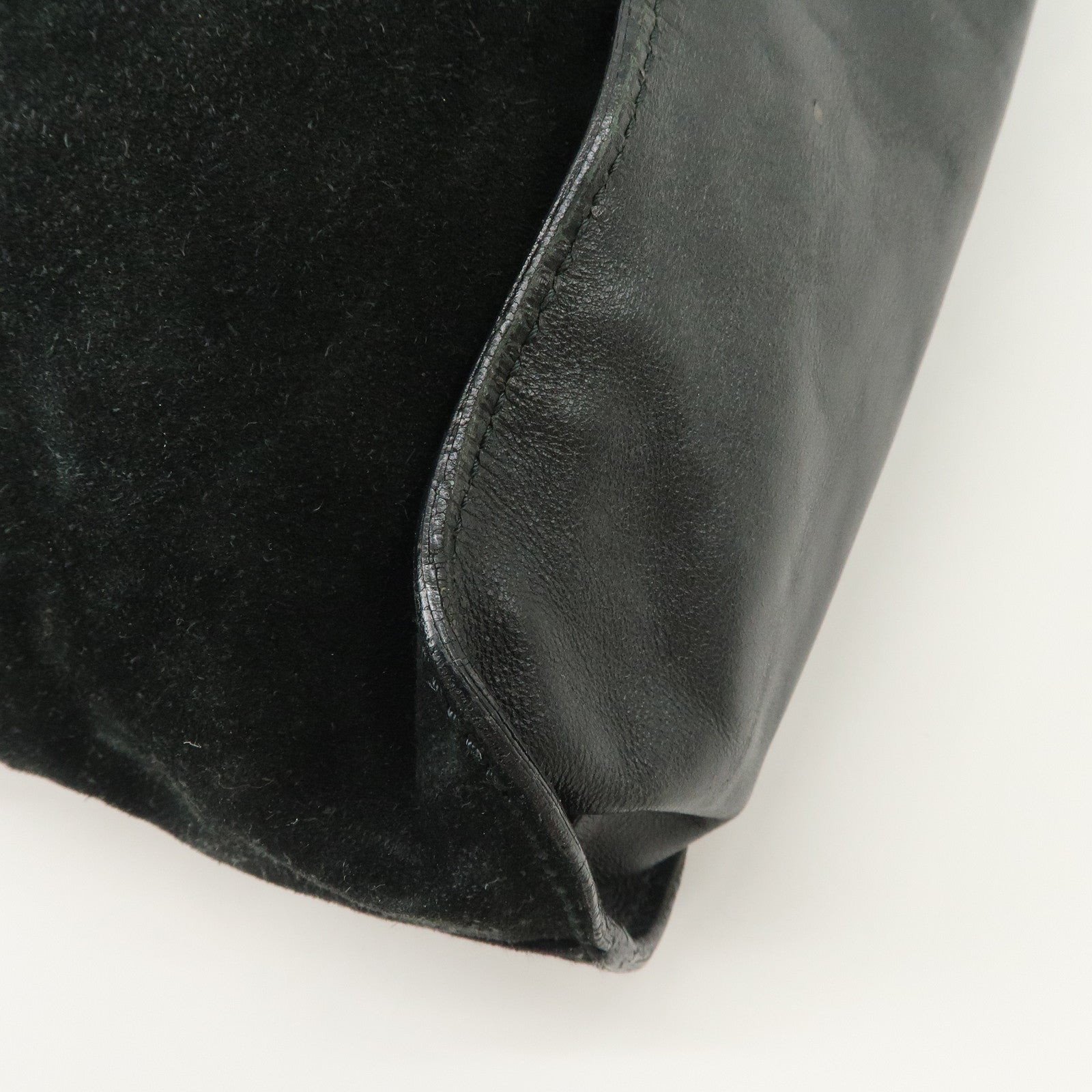 GUCCI Suede Leather Shoulder Bag Tote Bag Black 001.4332 Used