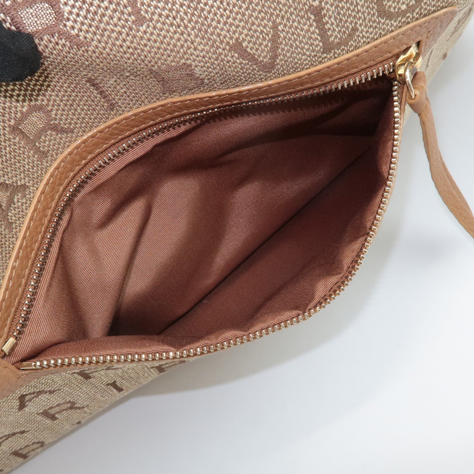 BVLGARI Logo Mania Leather Canvas Tote Bag Shoulder Bag Beige Brown Used