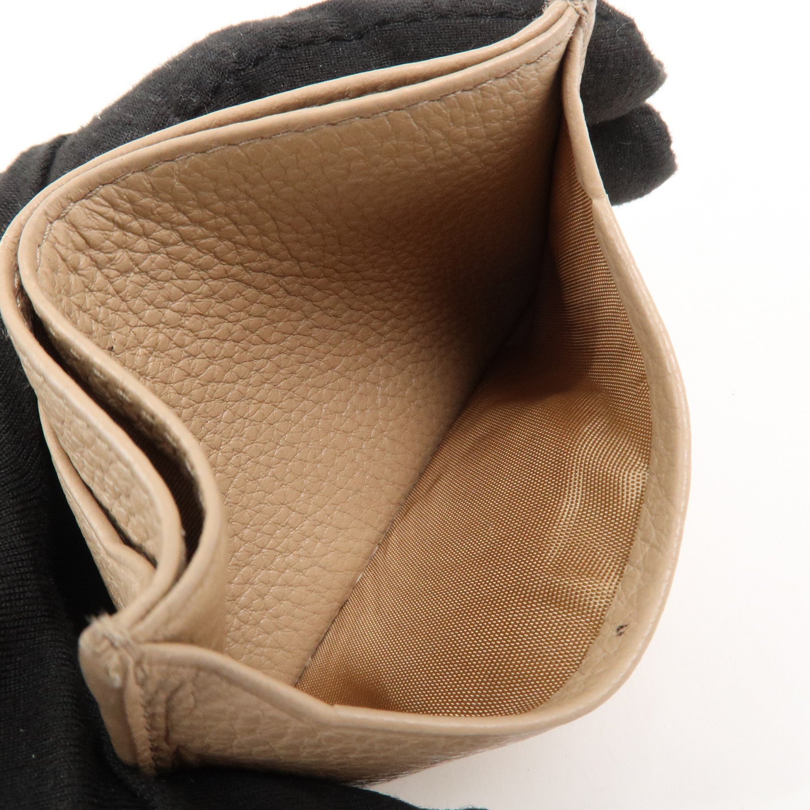 PRADA Leather Card Case Card Holder Beige 1MC208