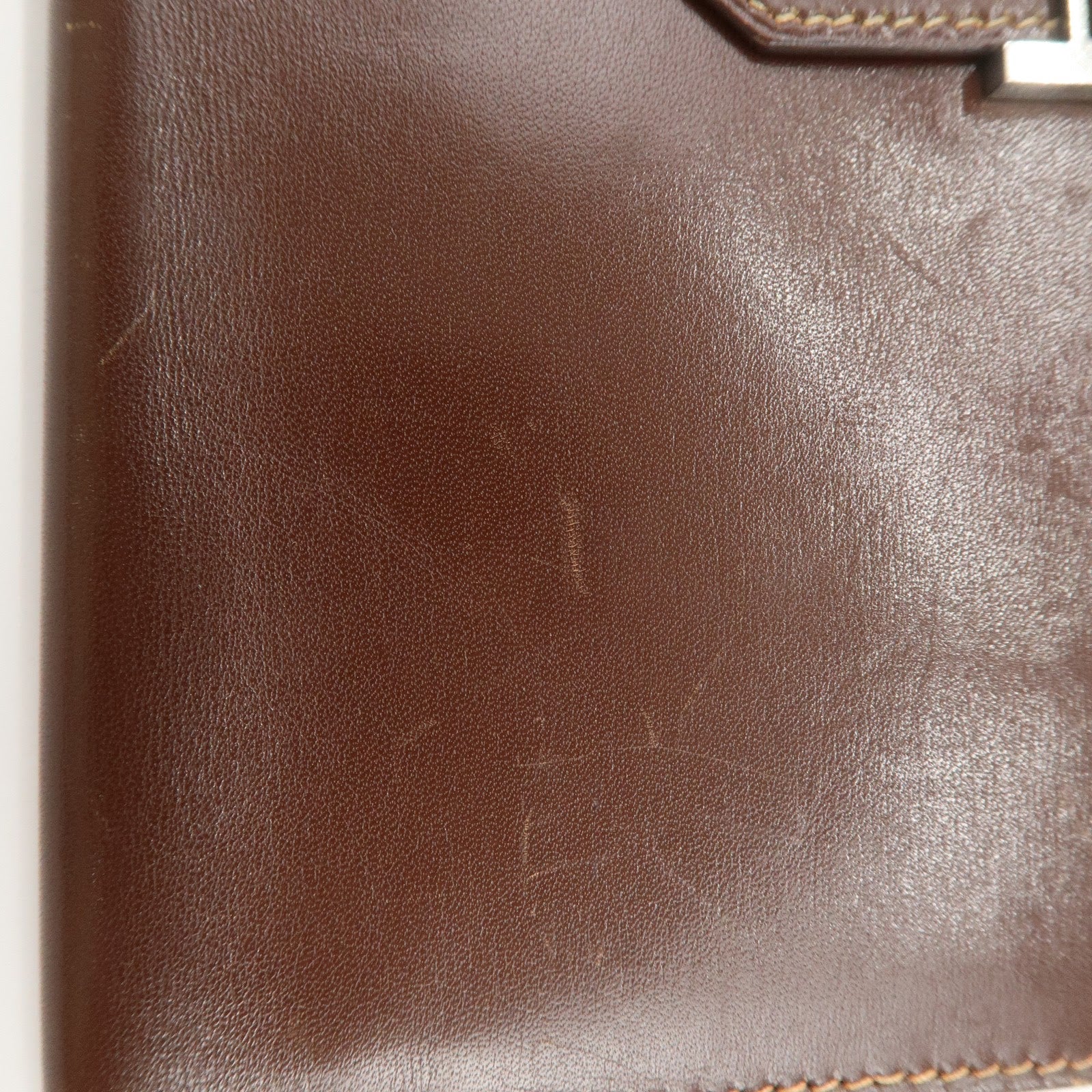 HERMES Béarn Classic Leather Long Wallet F Stamped Brown