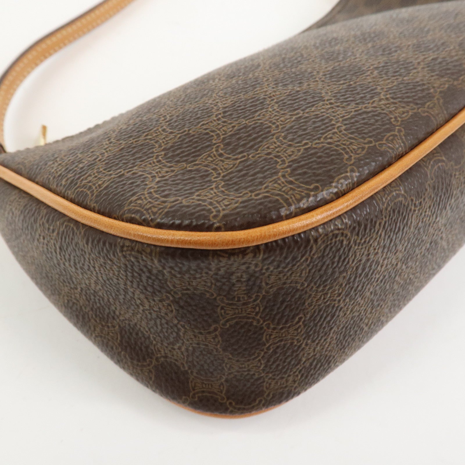 CELINE Macadam Logo PVC Leather Shoulder Bag Hand Bag Brown