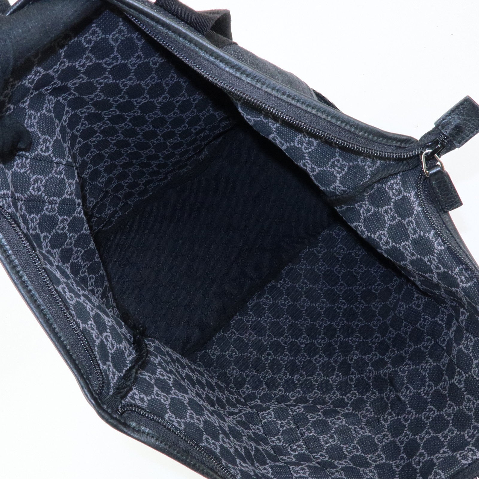 GUCCI GG Denim Leather Foldable Tote Bag Shoulder Bag Black 152232