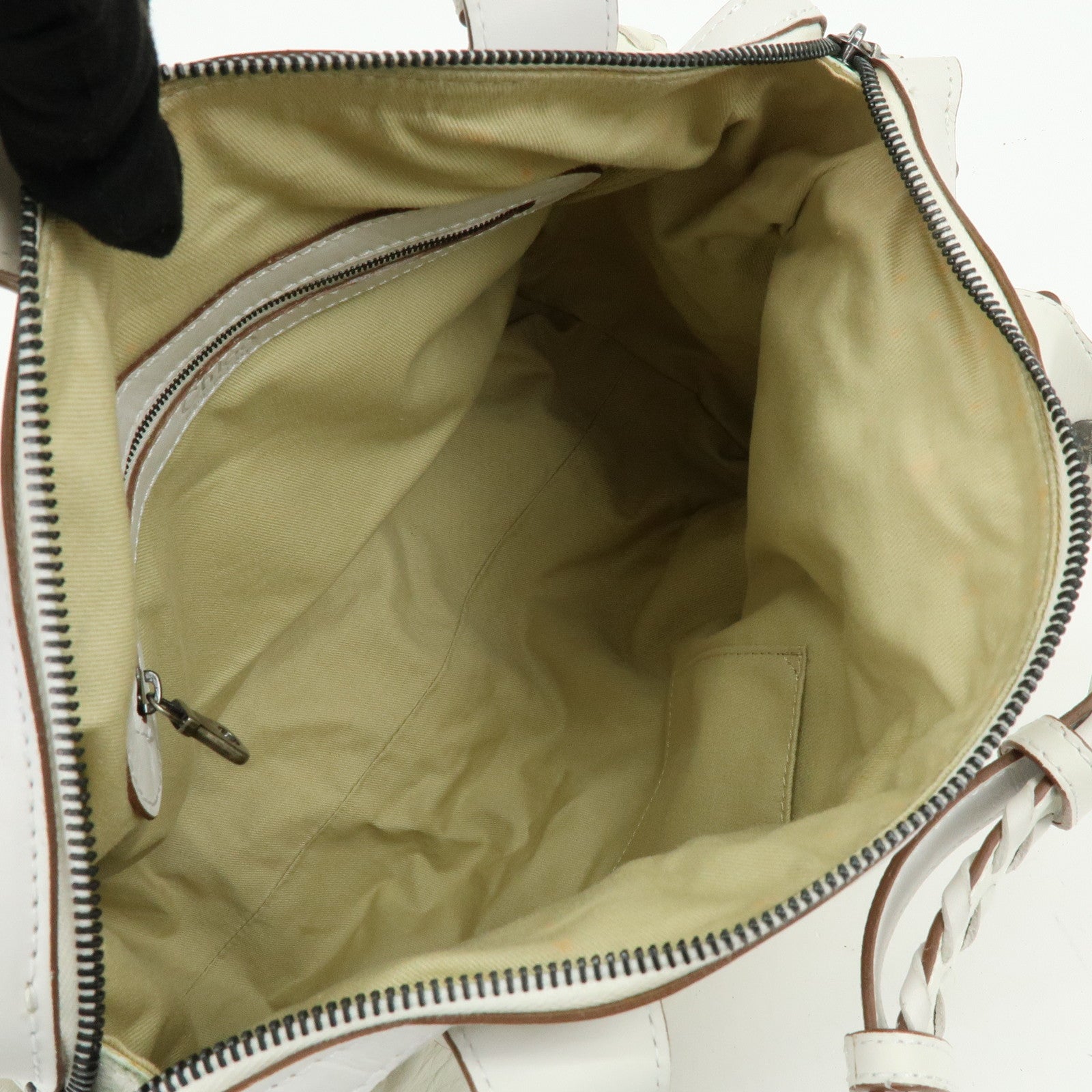 Chloe Silverado Leather Shoulder Bag Boston Bag Hand Bag White