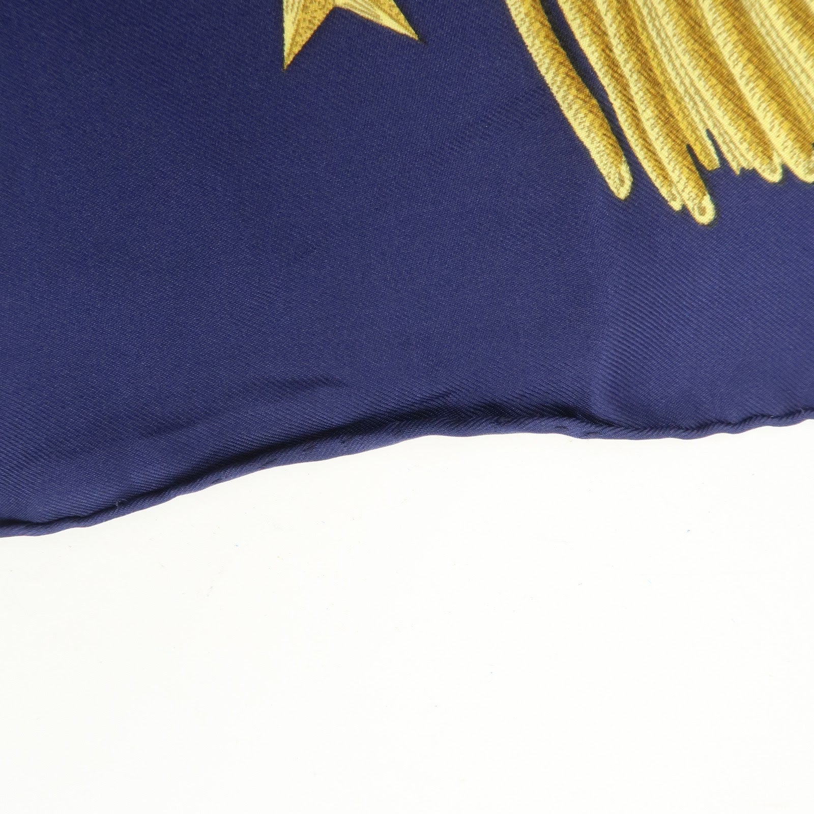 HERMES Carre 90 Silk 100% Paste et Bavalerie Scarf Blue Gold