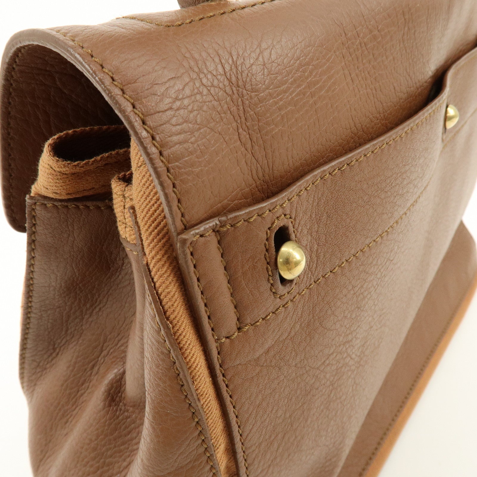 SAINT LAURENT PARIS Muse Two Leather Canvas 2WAY Bag Brown 229680