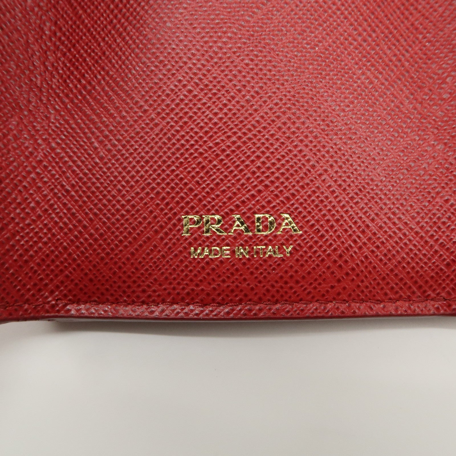 PRADA Saffiano Leather Tri-fold Compact Wallet Red 1MH021